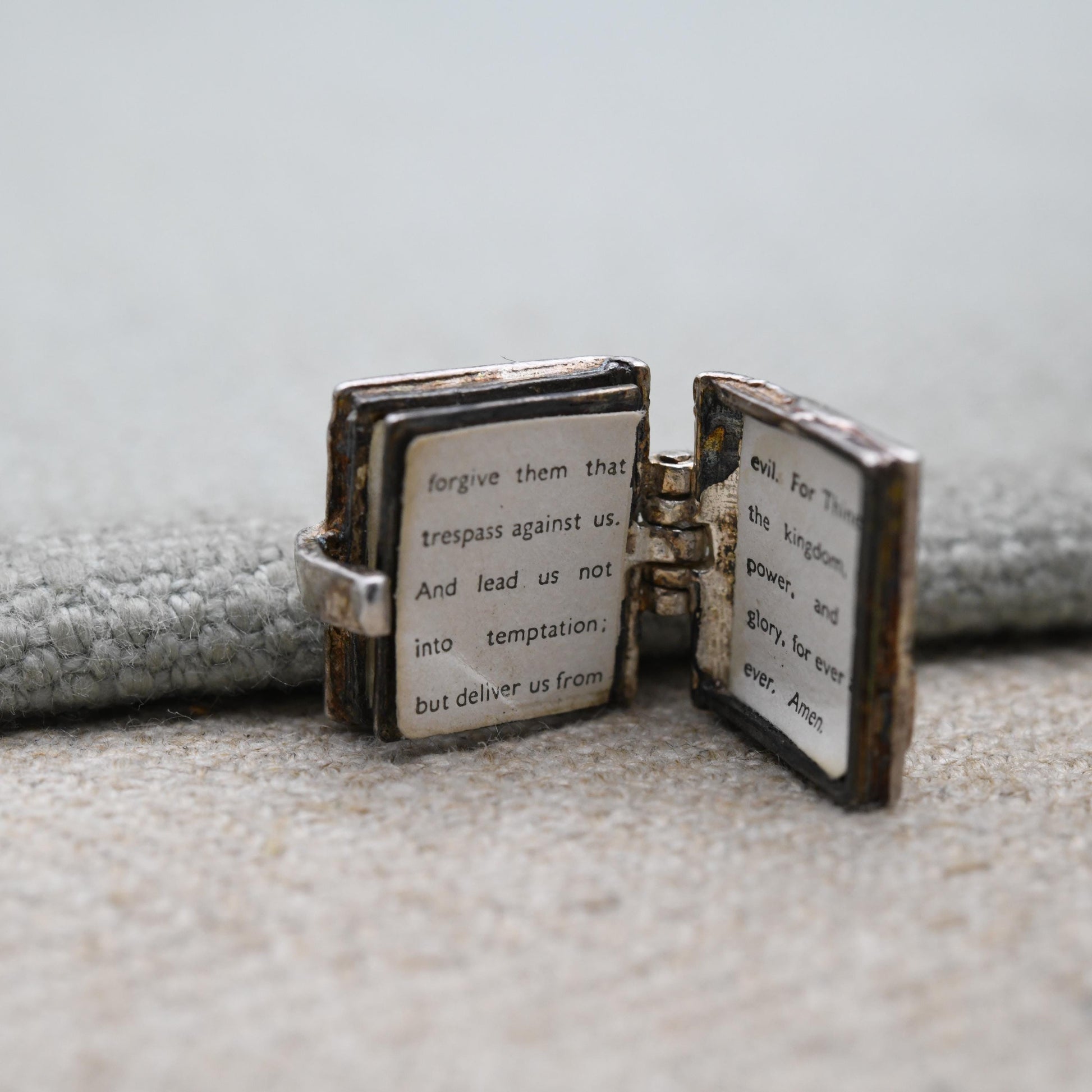 Vintage NUVO Sterling Silver Bible Opening Charm Pendant - The Lord's Prayer | Religion | Holy Book | Gift for Charm Bracelet Necklace Stack