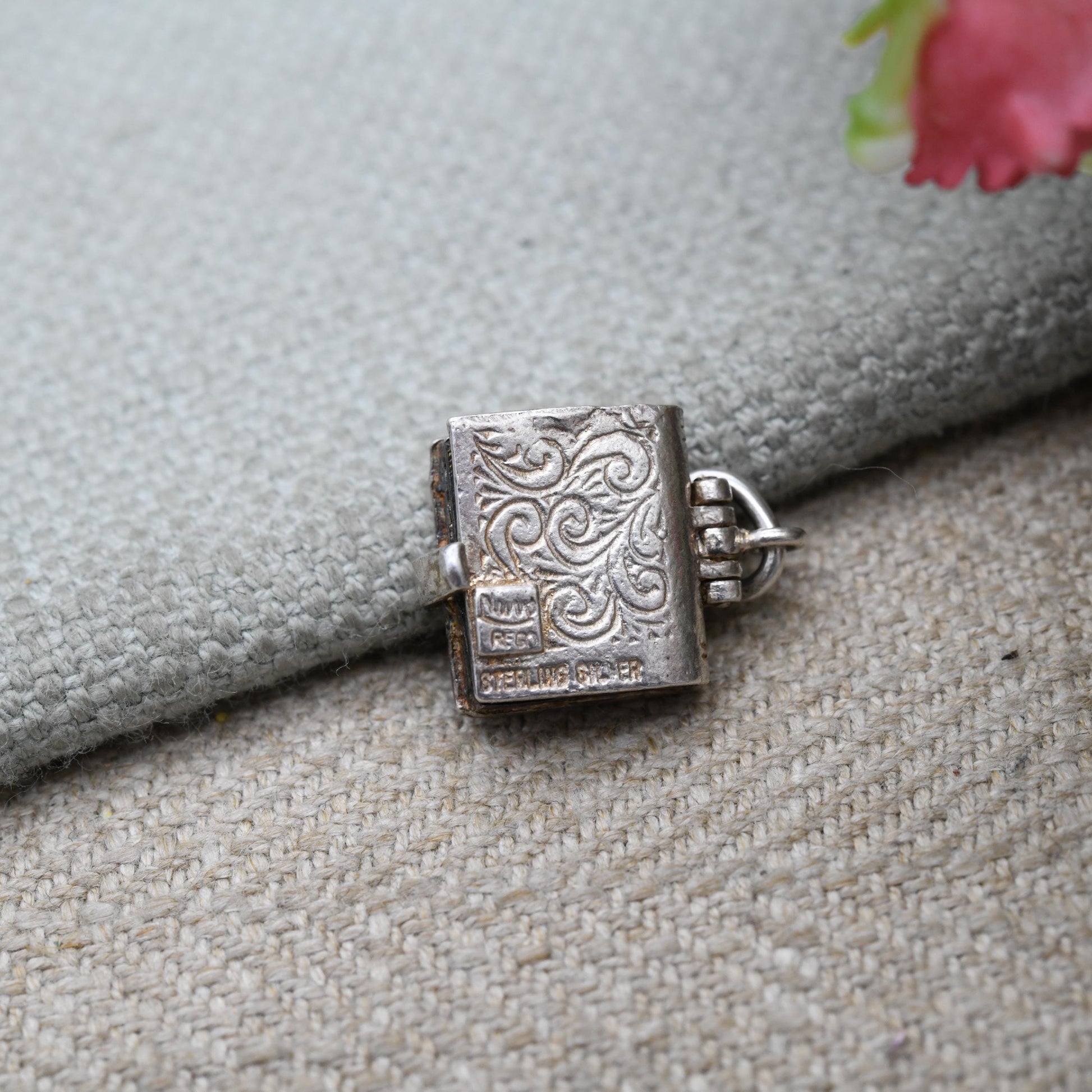 Vintage NUVO Sterling Silver Bible Opening Charm Pendant - The Lord's Prayer | Religion | Holy Book | Gift for Charm Bracelet Necklace Stack