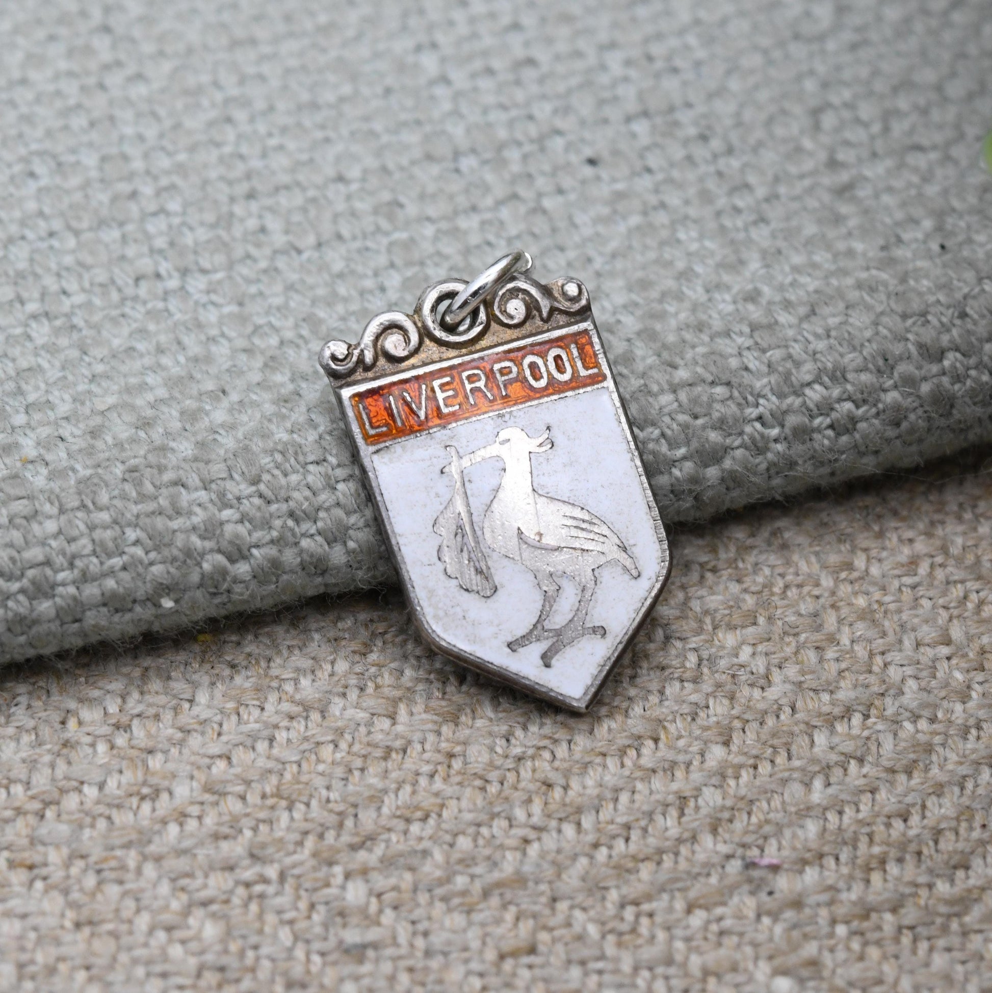 Vintage Sterling Silver Enamel Liverpool Travel Charm - Liver Bird Souvenir Pendant | Mid-Century British City Jewellery for Charm Bracelet