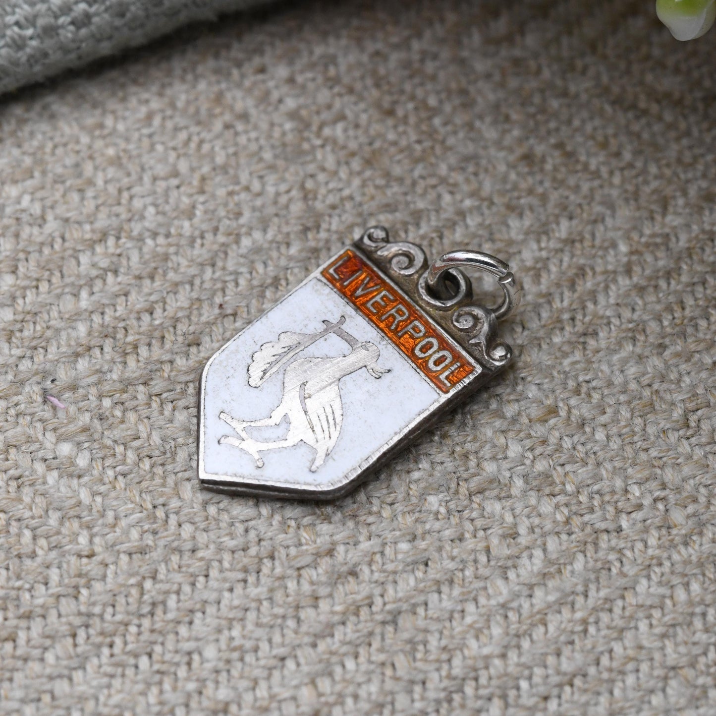 Vintage Sterling Silver Enamel Liverpool Travel Charm - Liver Bird Souvenir Pendant | Mid-Century British City Jewellery for Charm Bracelet