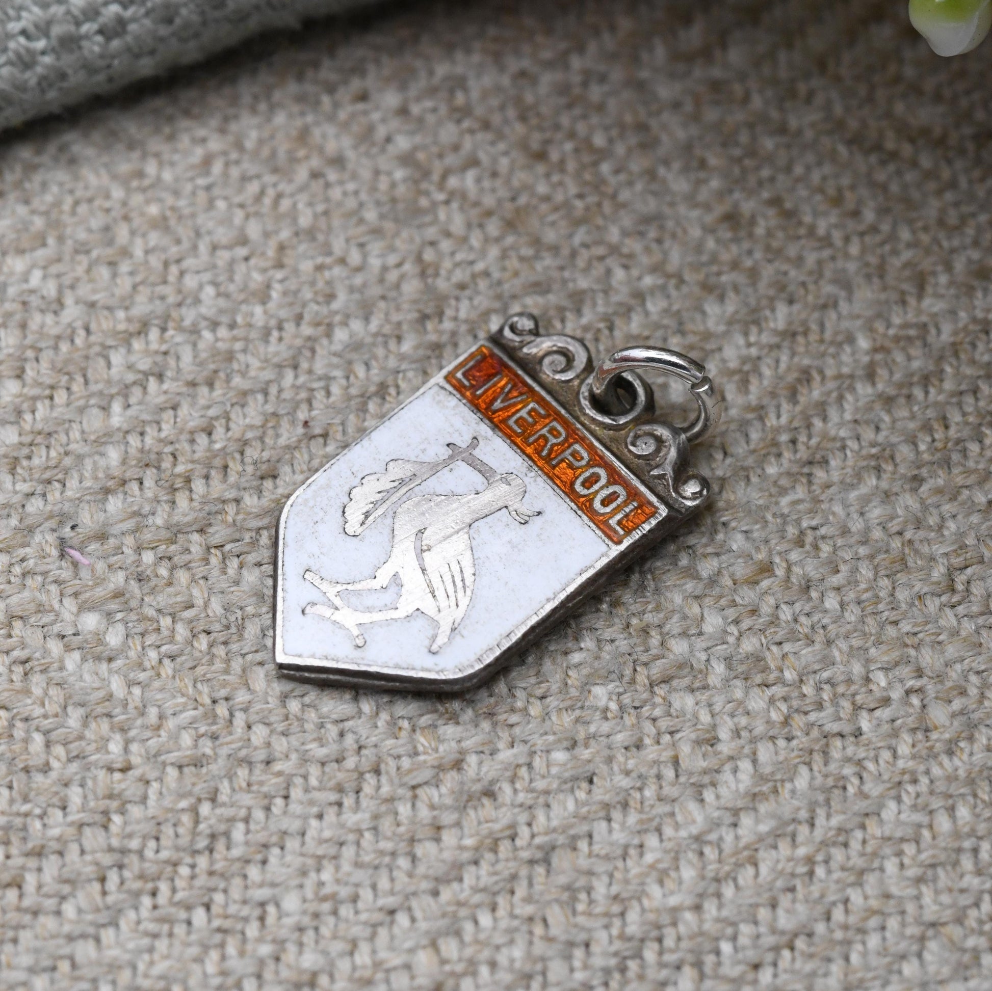 Vintage Sterling Silver Enamel Liverpool Travel Charm - Liver Bird Souvenir Pendant | Mid-Century British City Jewellery for Charm Bracelet