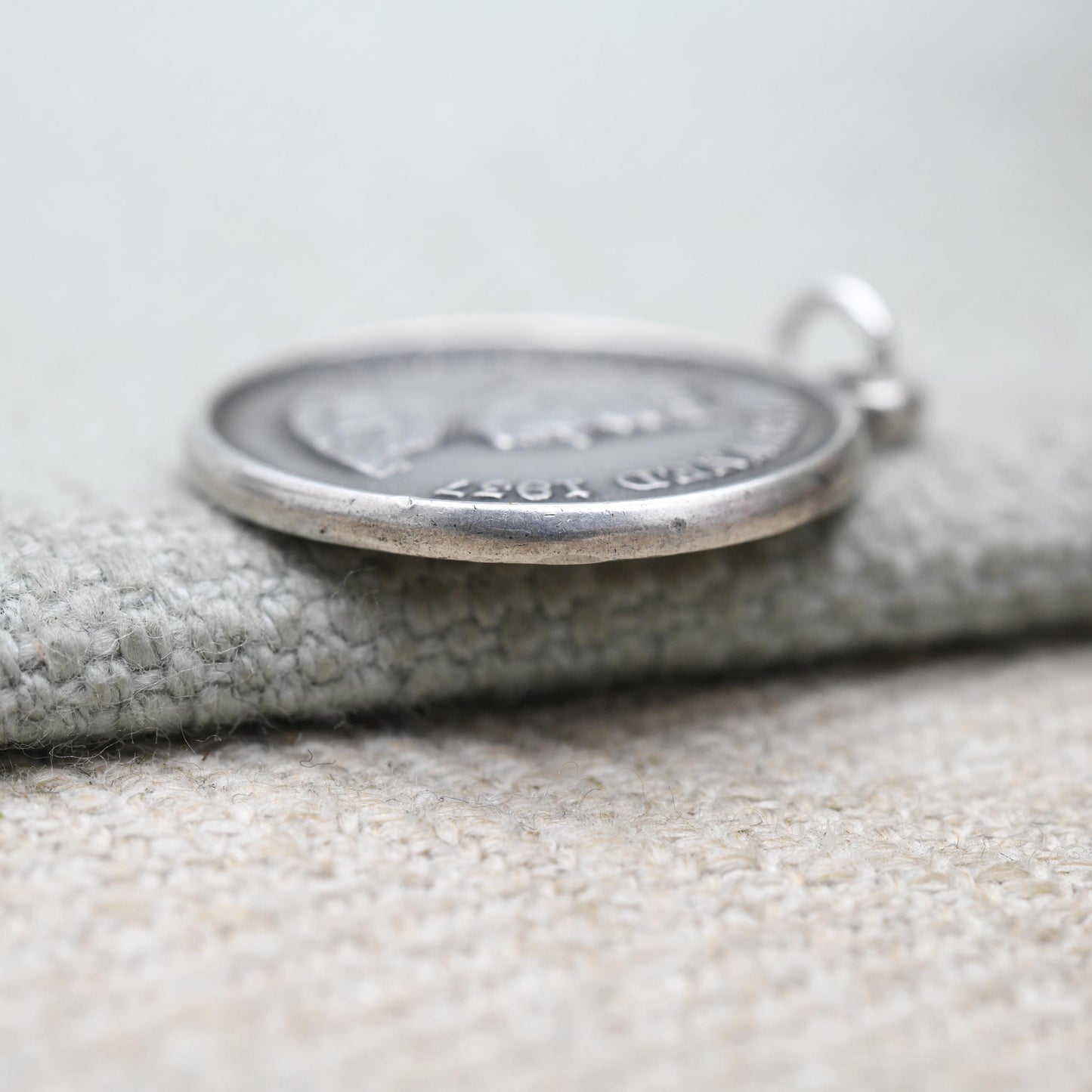 Vintage Sterling Silver Edward VIII 1937 Coronation Medal - Small Silver Charm Pendant