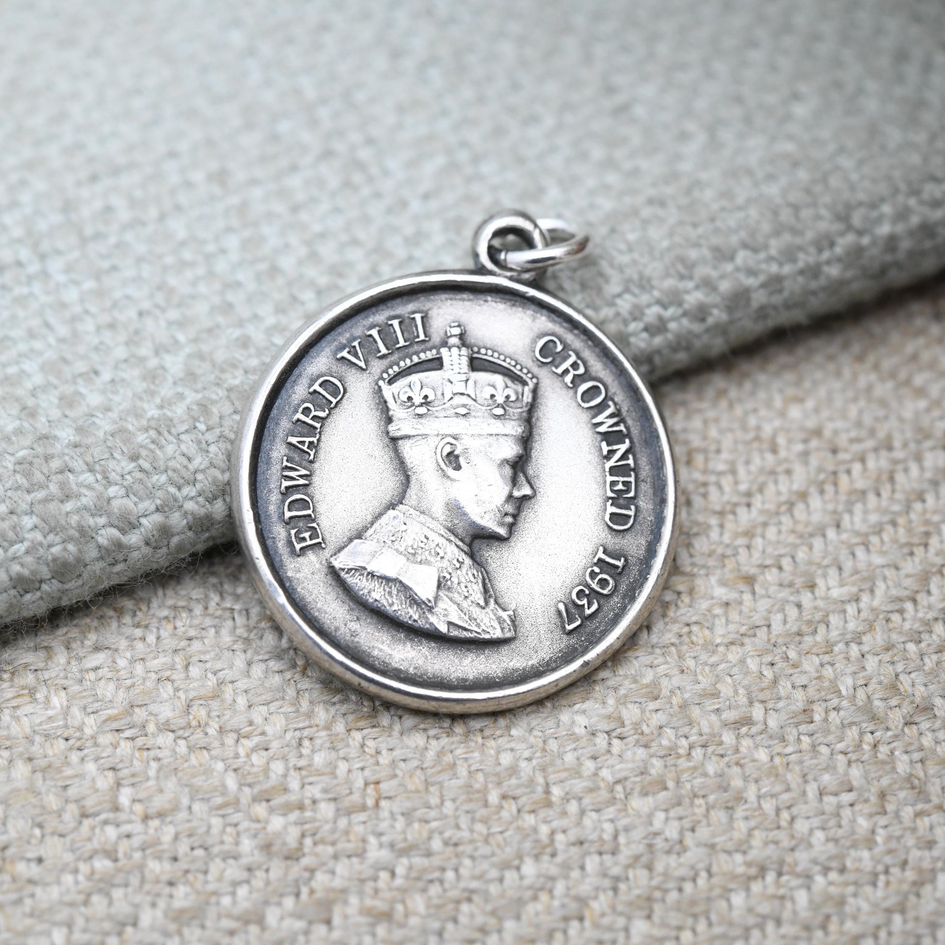 Vintage Sterling Silver Edward VIII 1937 Coronation Medal - Small Silver Charm Pendant