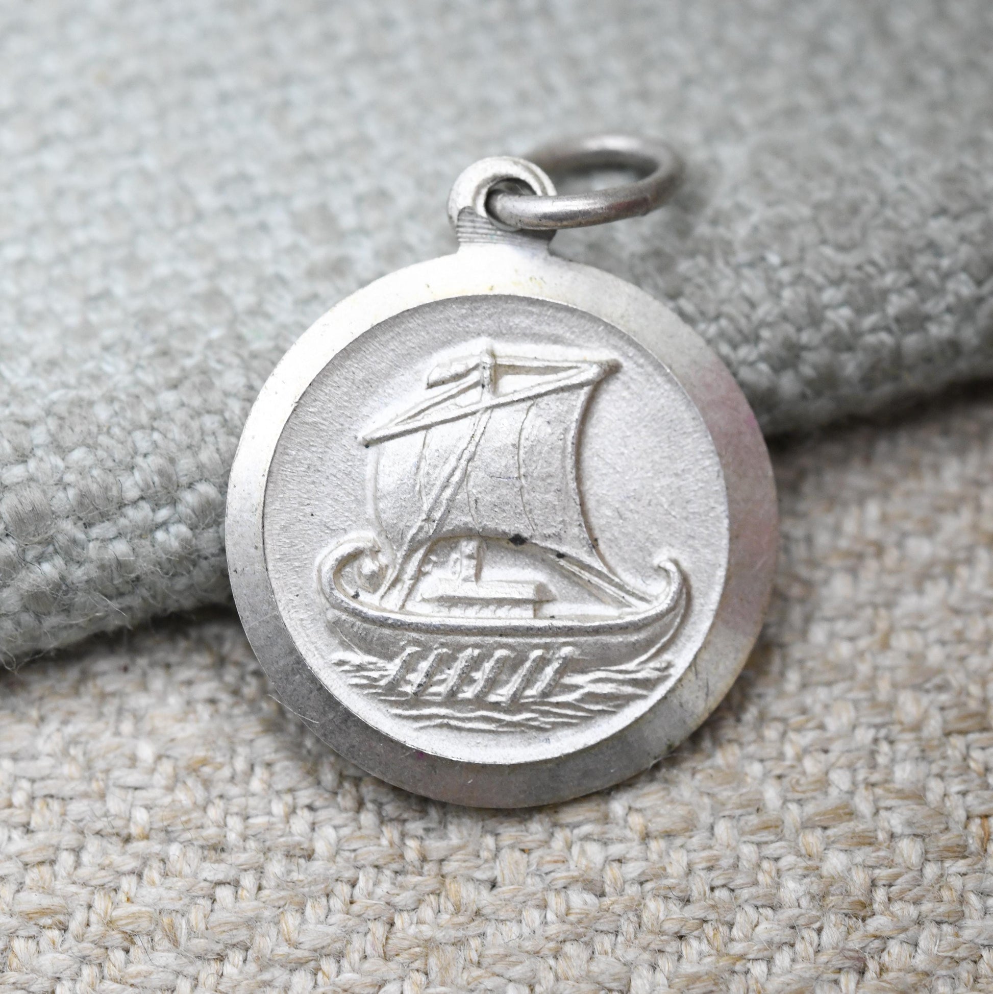 Vintage Silver Viking Ship Charm Pendant - Cute Little Celtic Boat | Gift for Charm Bracelet