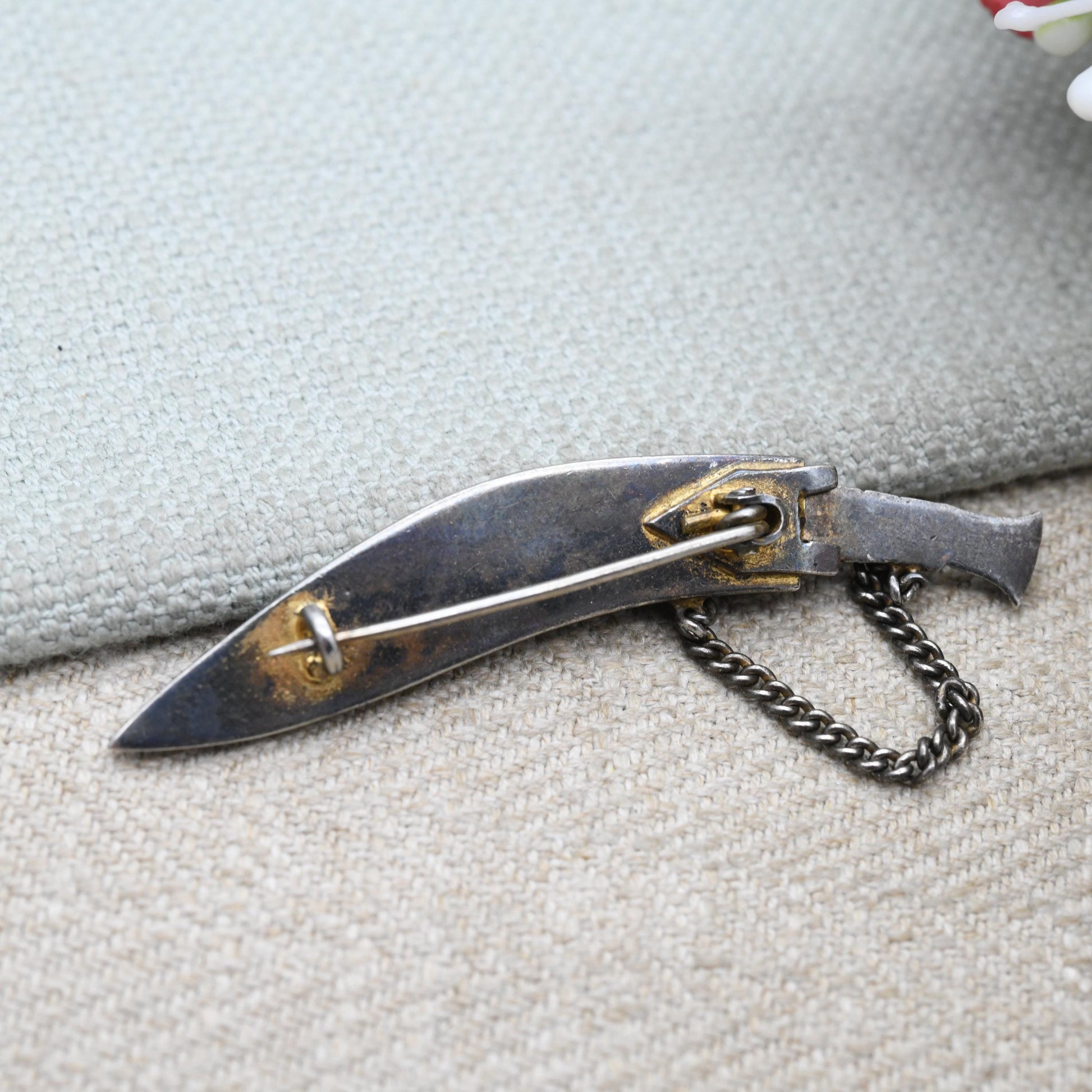 Vintage Silver Gurkha Khukuri Brooch - Nepalese Traditional Knife | British Armed Forces Tie Pin