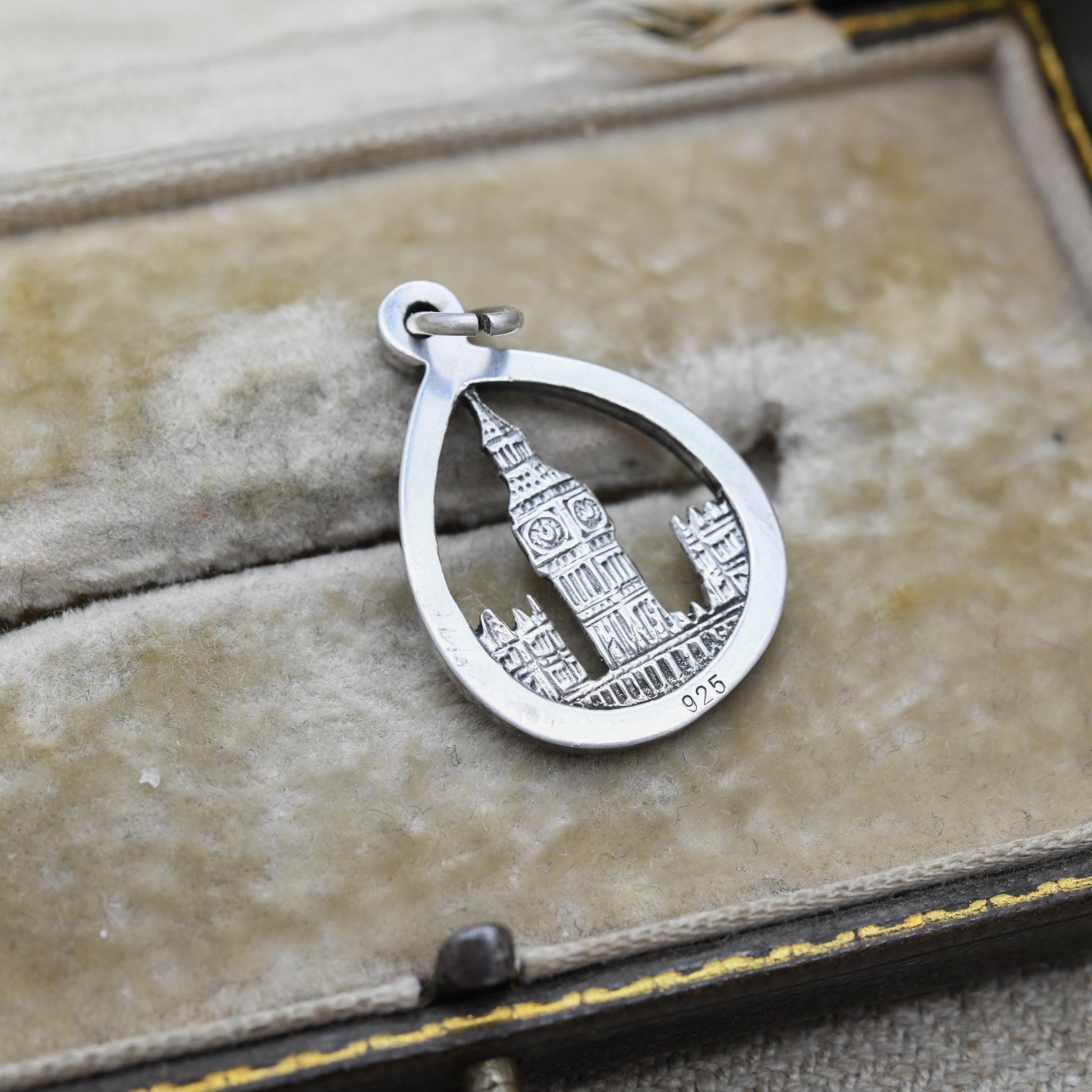 Vintage Sterling Silver Avon Big Ben Openwork Pendant Charm - London Landmark | Houses of Parliament | Gift for Souvenir Charm Bracelet