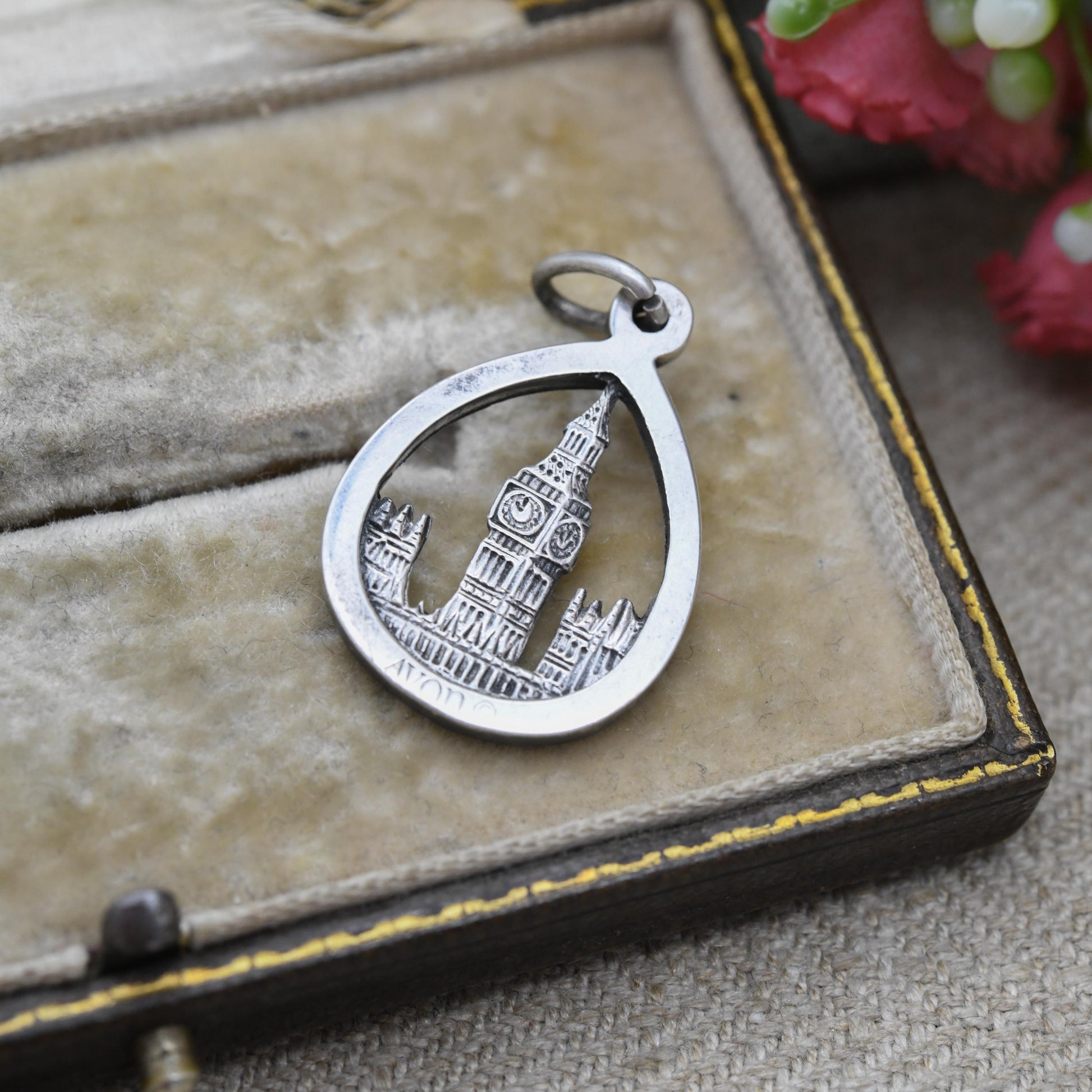 Vintage Sterling Silver Avon Big Ben Openwork Pendant Charm - London Landmark | Houses of Parliament | Gift for Souvenir Charm Bracelet