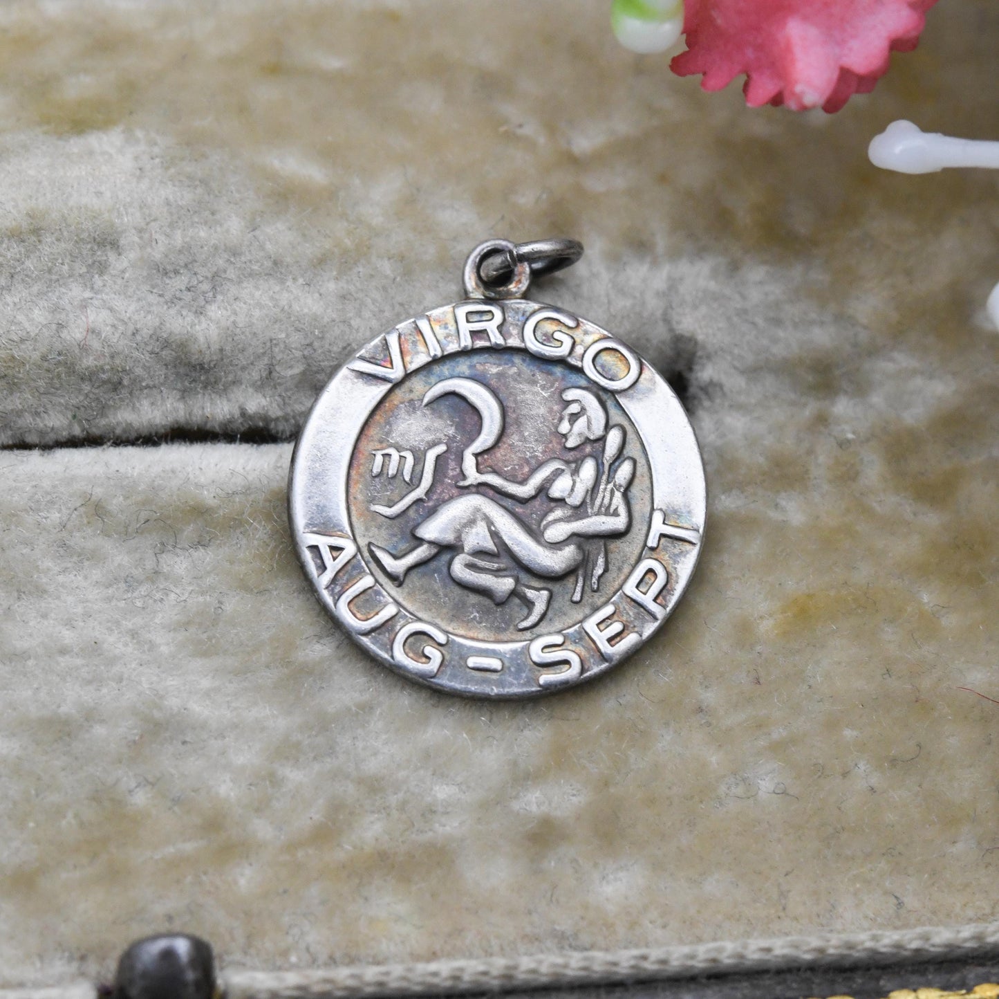 Vintage Sterling Silver Virgo Pendant - Mid-Century Astrological Zodiac Star Sign Symbol | August September Birthday Gift