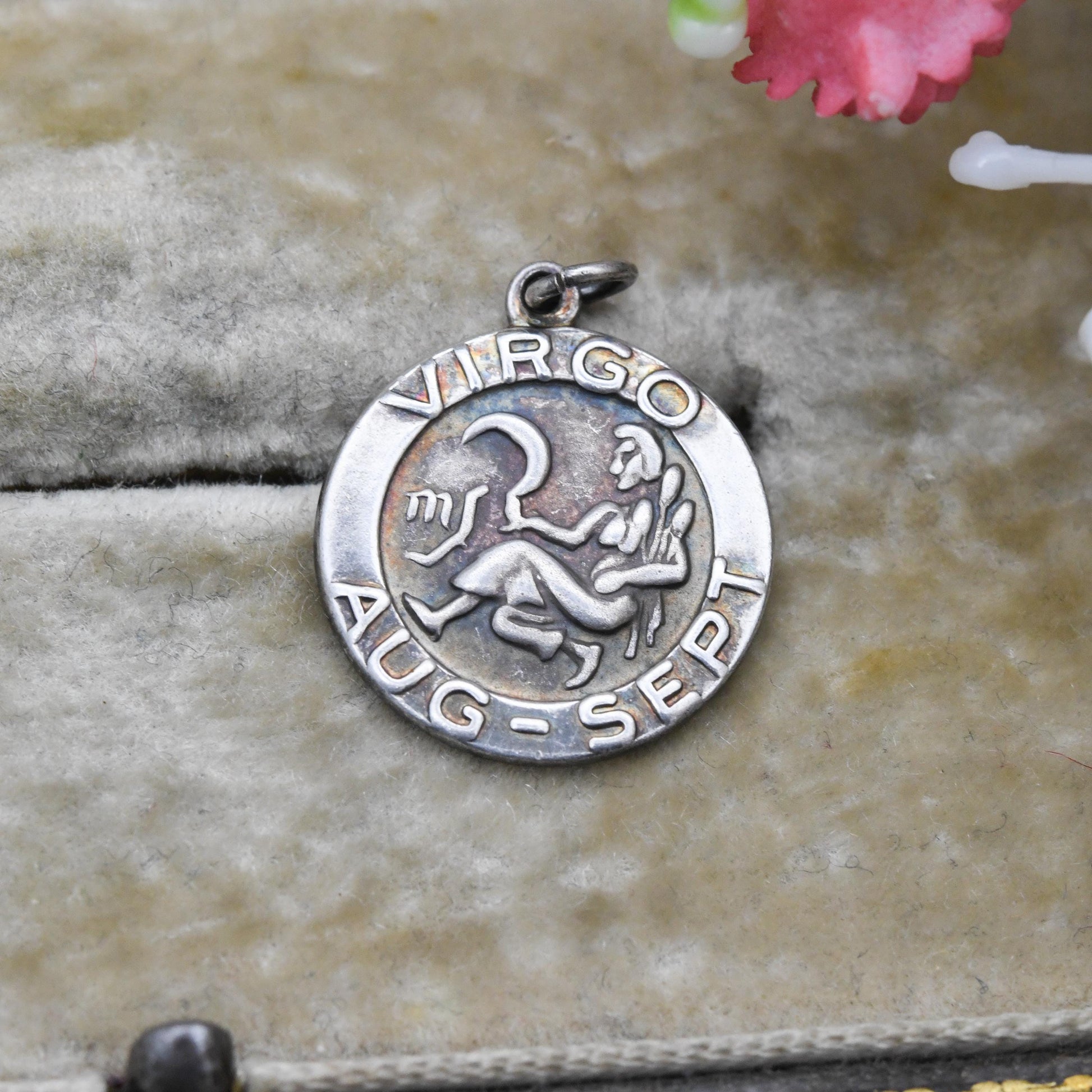 Vintage Sterling Silver Virgo Pendant - Mid-Century Astrological Zodiac Star Sign Symbol | August September Birthday Gift
