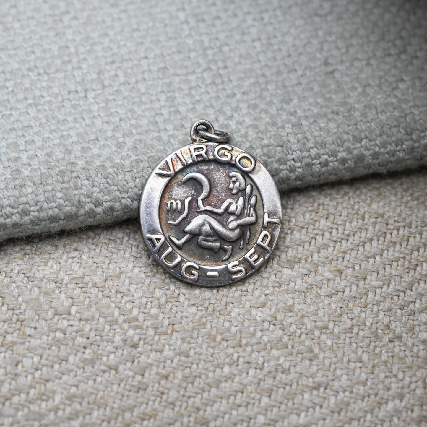 Vintage Sterling Silver Virgo Pendant - Mid-Century Astrological Zodiac Star Sign Symbol | August September Birthday Gift