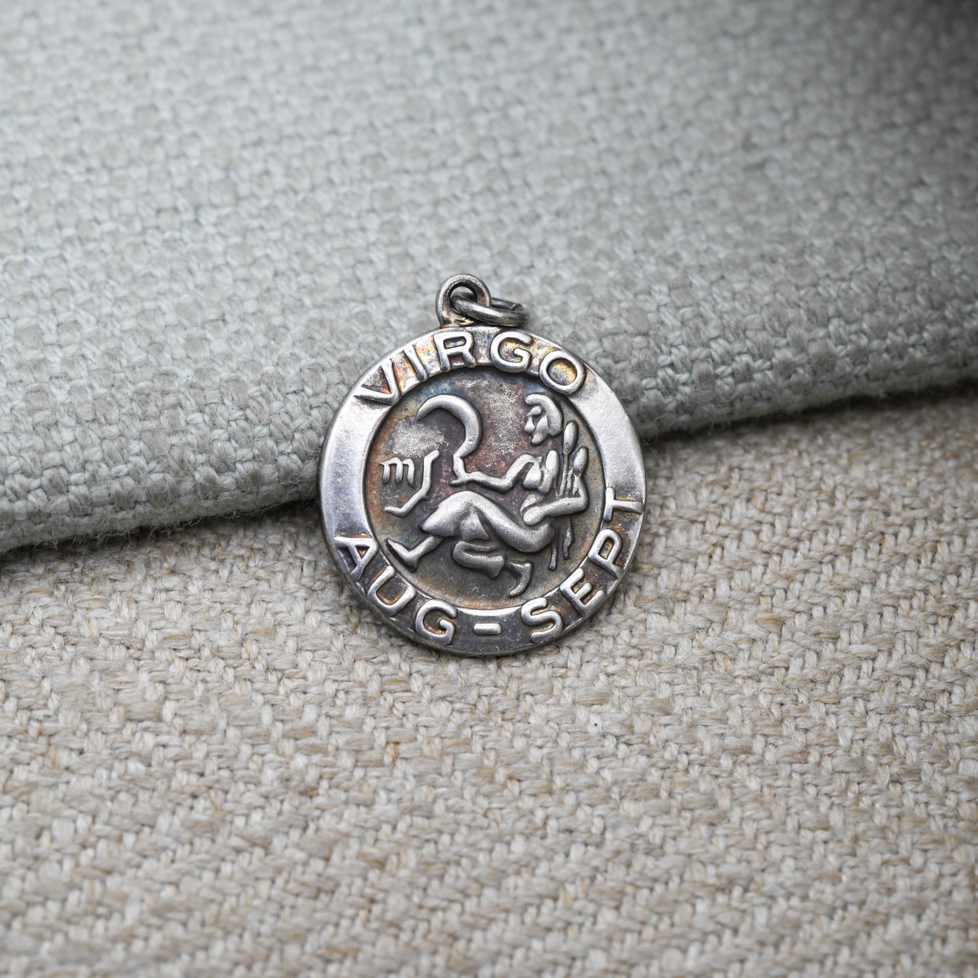 Vintage Sterling Silver Virgo Pendant - Mid-Century Astrological Zodiac Star Sign Symbol | August September Birthday Gift