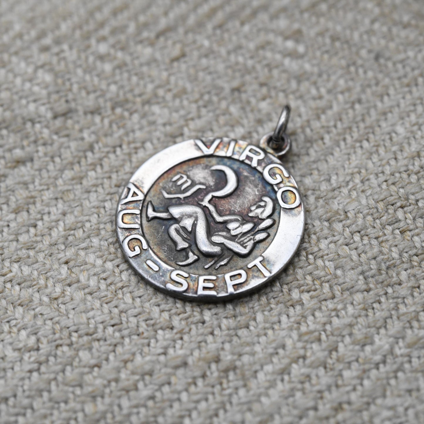 Vintage Sterling Silver Virgo Pendant - Mid-Century Astrological Zodiac Star Sign Symbol | August September Birthday Gift