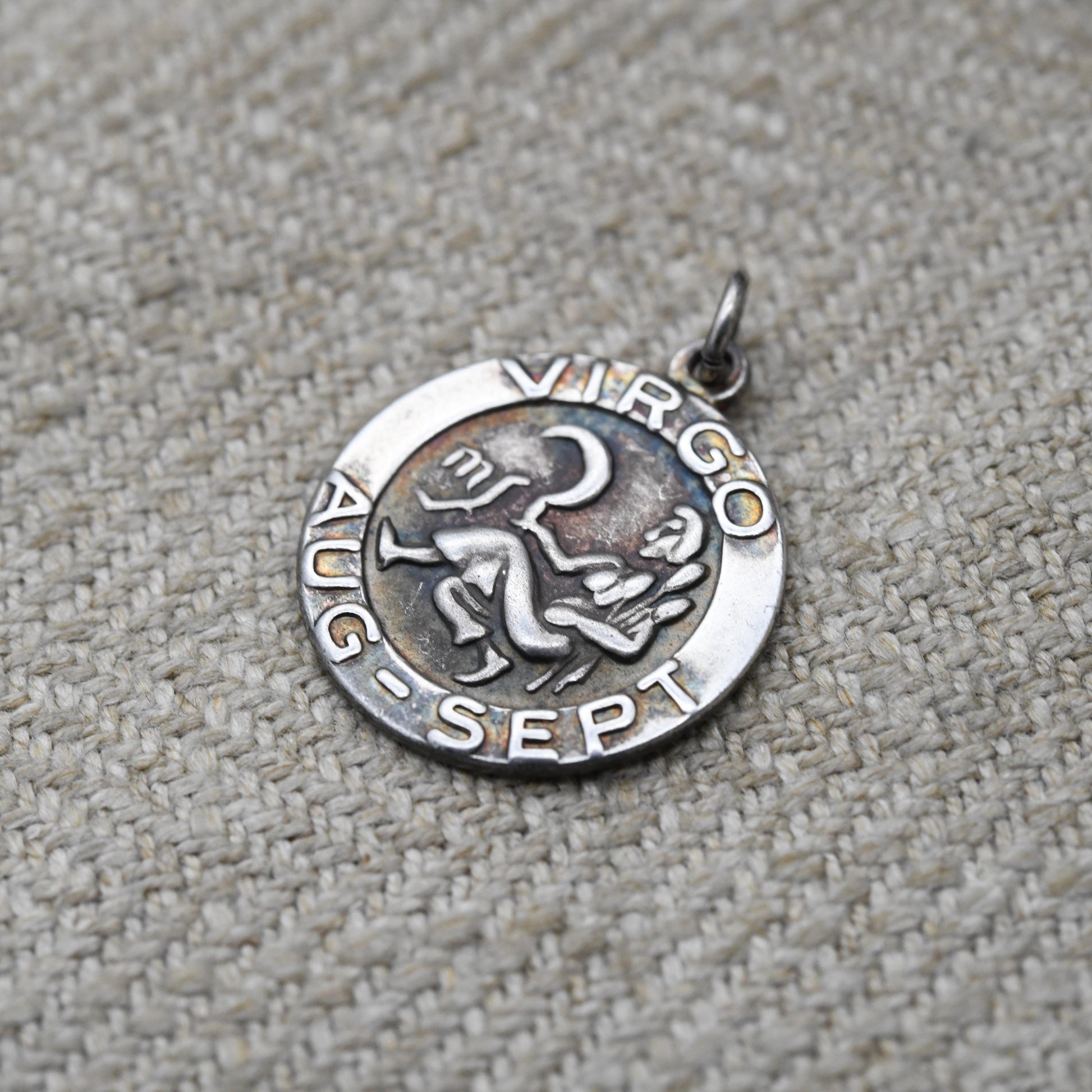 Vintage Sterling Silver Virgo Pendant - Mid-Century Astrological Zodiac Star Sign Symbol | August September Birthday Gift