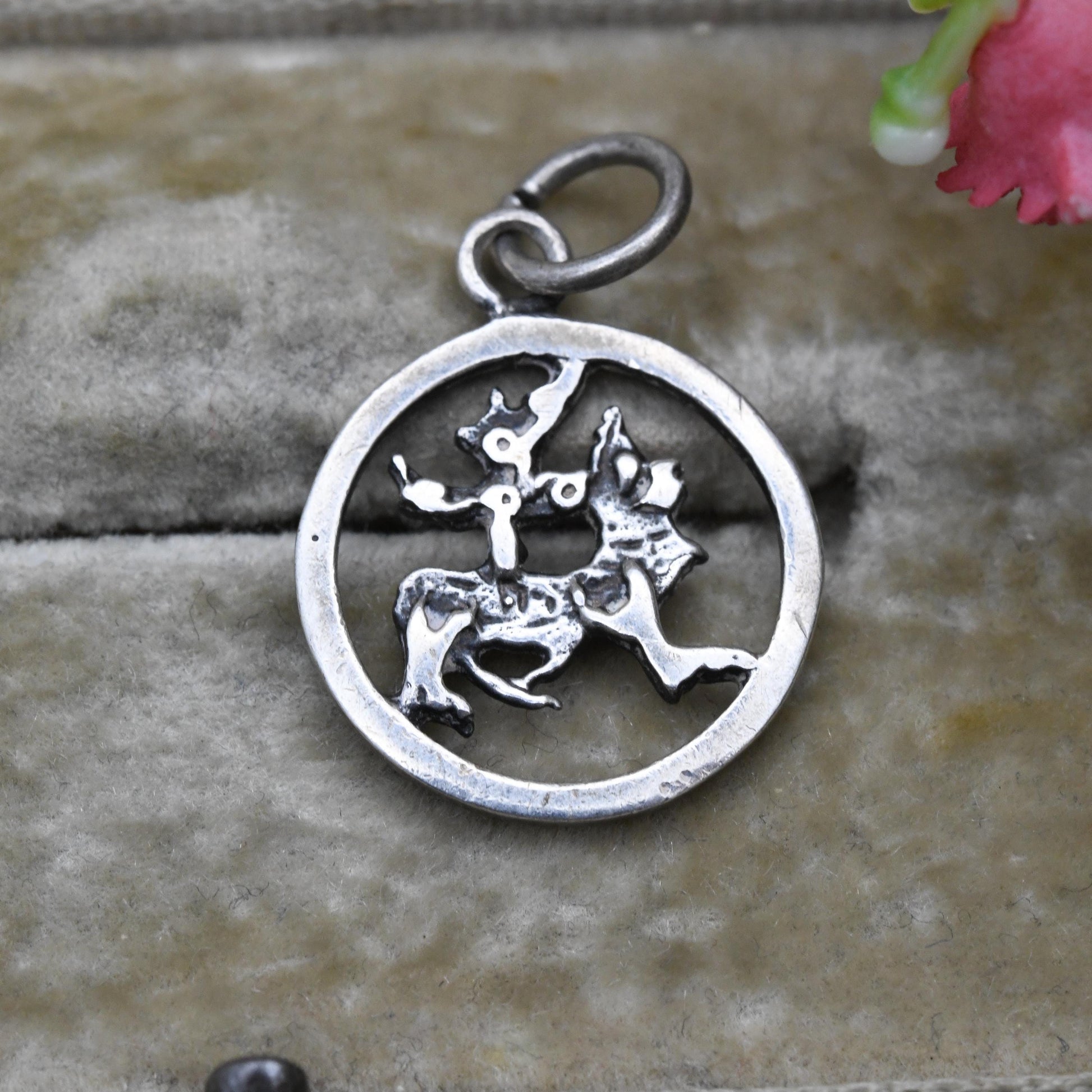 Vintage Sterling Silver Maeshowe Dragon Pendant Charm - Scottish Traditional Celtic Dragon Design | Souvenir Gift for Necklace Chain