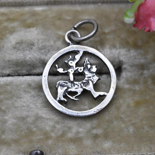 Vintage Sterling Silver Maeshowe Dragon Pendant Charm - Scottish Traditional Celtic Dragon Design | Souvenir Gift for Necklace Chain