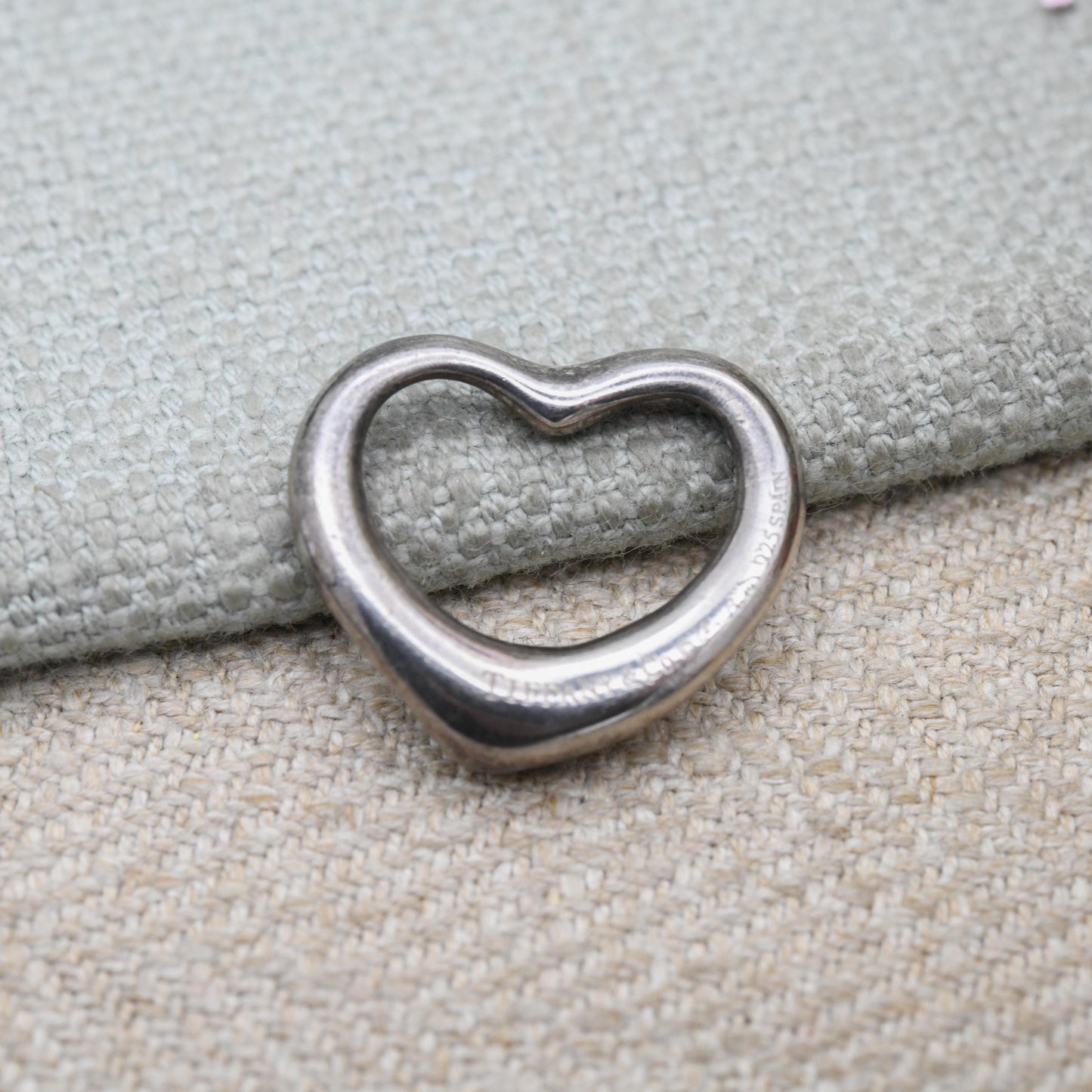 Tiffany & Co Elsa Peretti Silver Open Heart Pendant Necklace - Medium Sized Openwork Romantic Gift | Genuine Signed Designer Jewellery