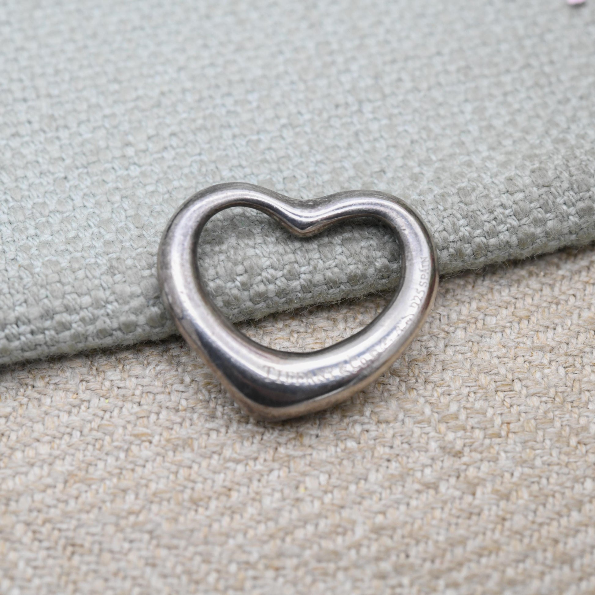 Tiffany & Co Elsa Peretti Silver Open Heart Pendant Necklace - Medium Sized Openwork Romantic Gift | Genuine Signed Designer Jewellery