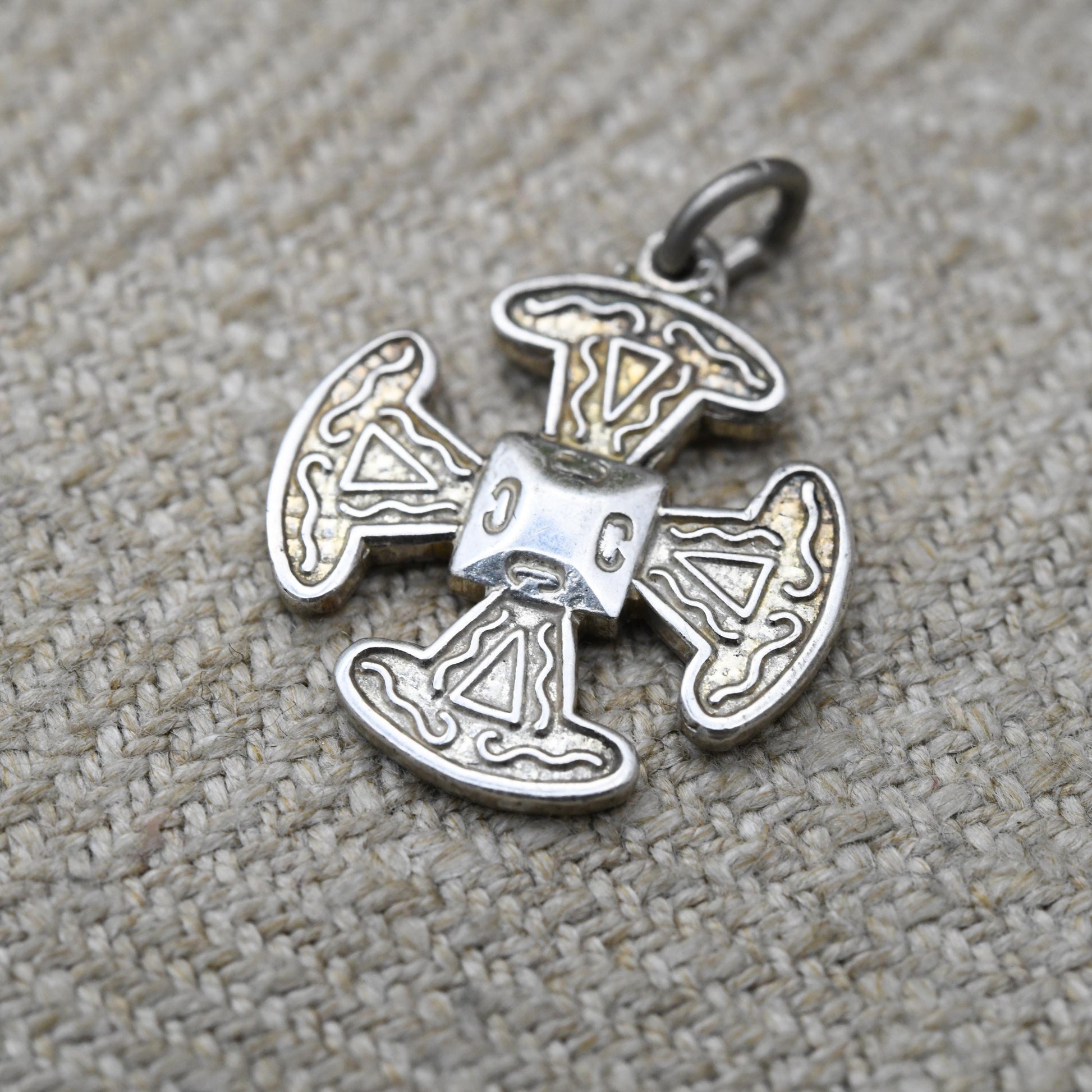 Vintage Sterling Silver Celtic Cross Pendant - Scrolling Geometric Pattern Design | Religious Jewellery Gift