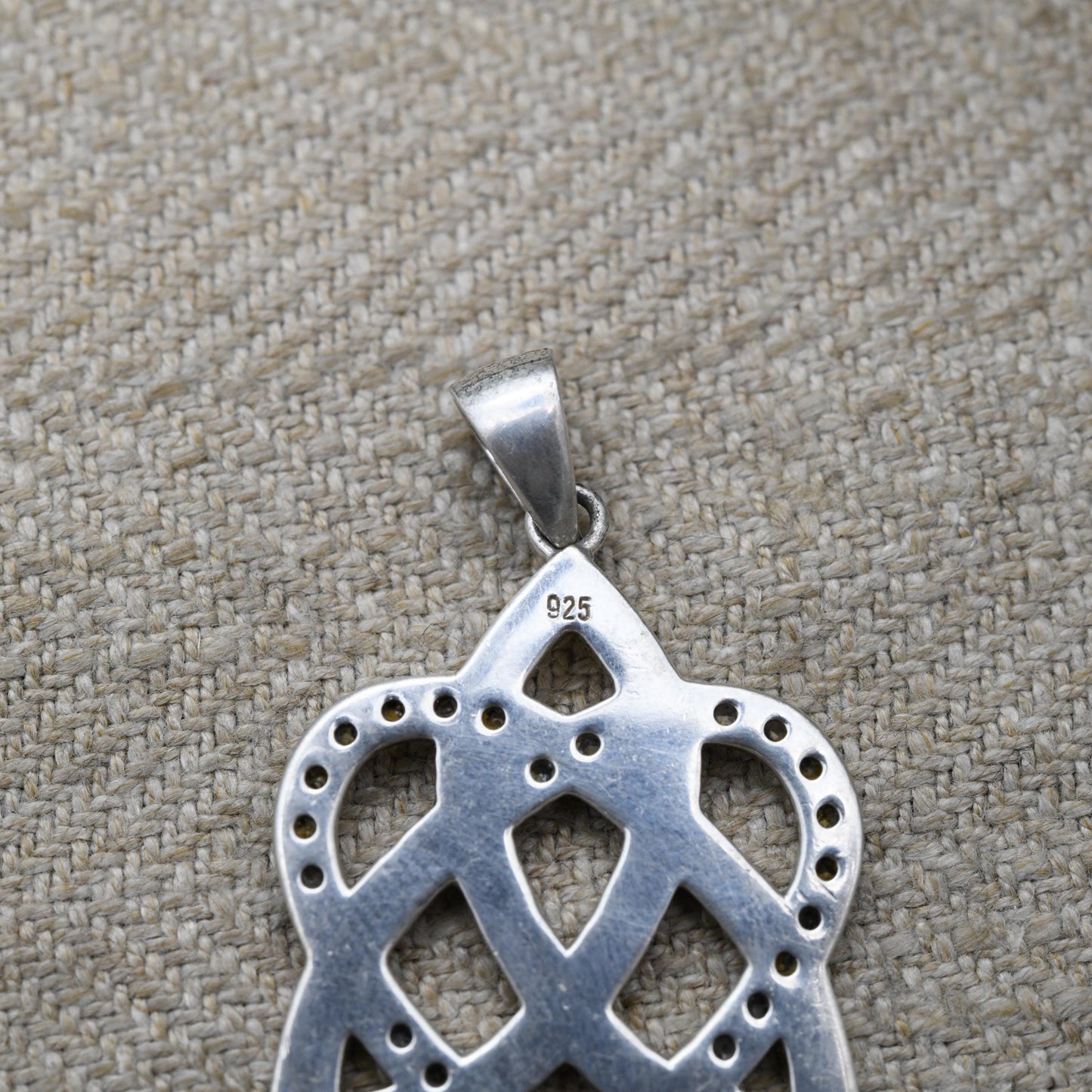 Vintage Sterling Silver Celtic Love Pendant - Clear Stone Love Heart and Triquetra Jewellery | Gift for Charm Bracelet Necklace