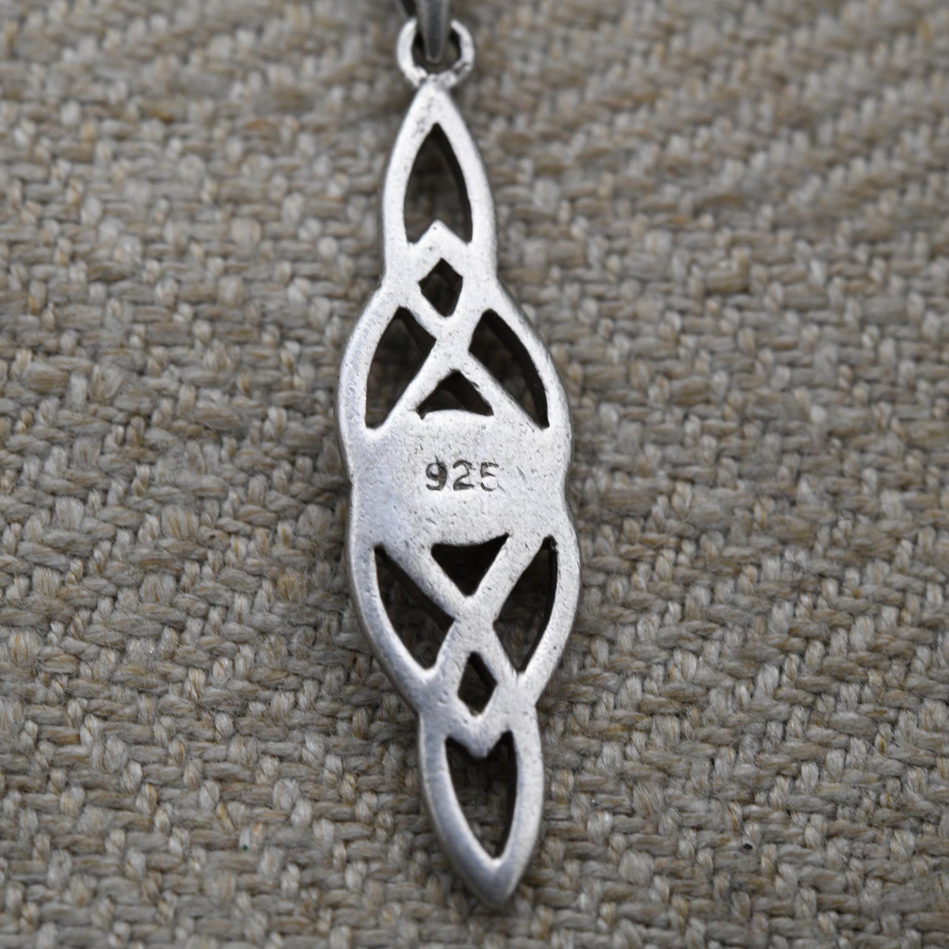 Vintage Sterling Silver Onyx Celtic Knot Pendant - Black Gemstone Jewellery | Small Openwork Pendant for Charm Necklace