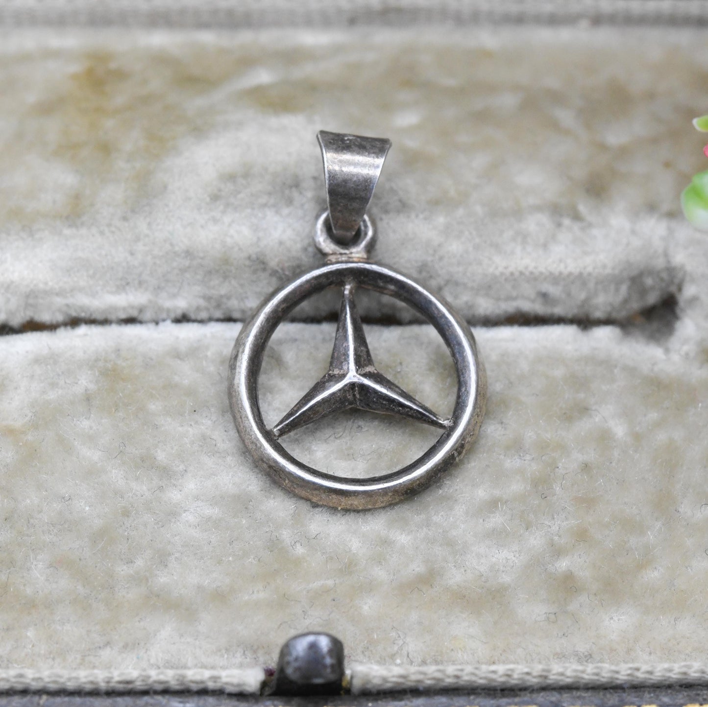 Vintage Sterling Silver Mercedes Benz Pendant - Openwork Car Logo | Gift for Pendant Necklace