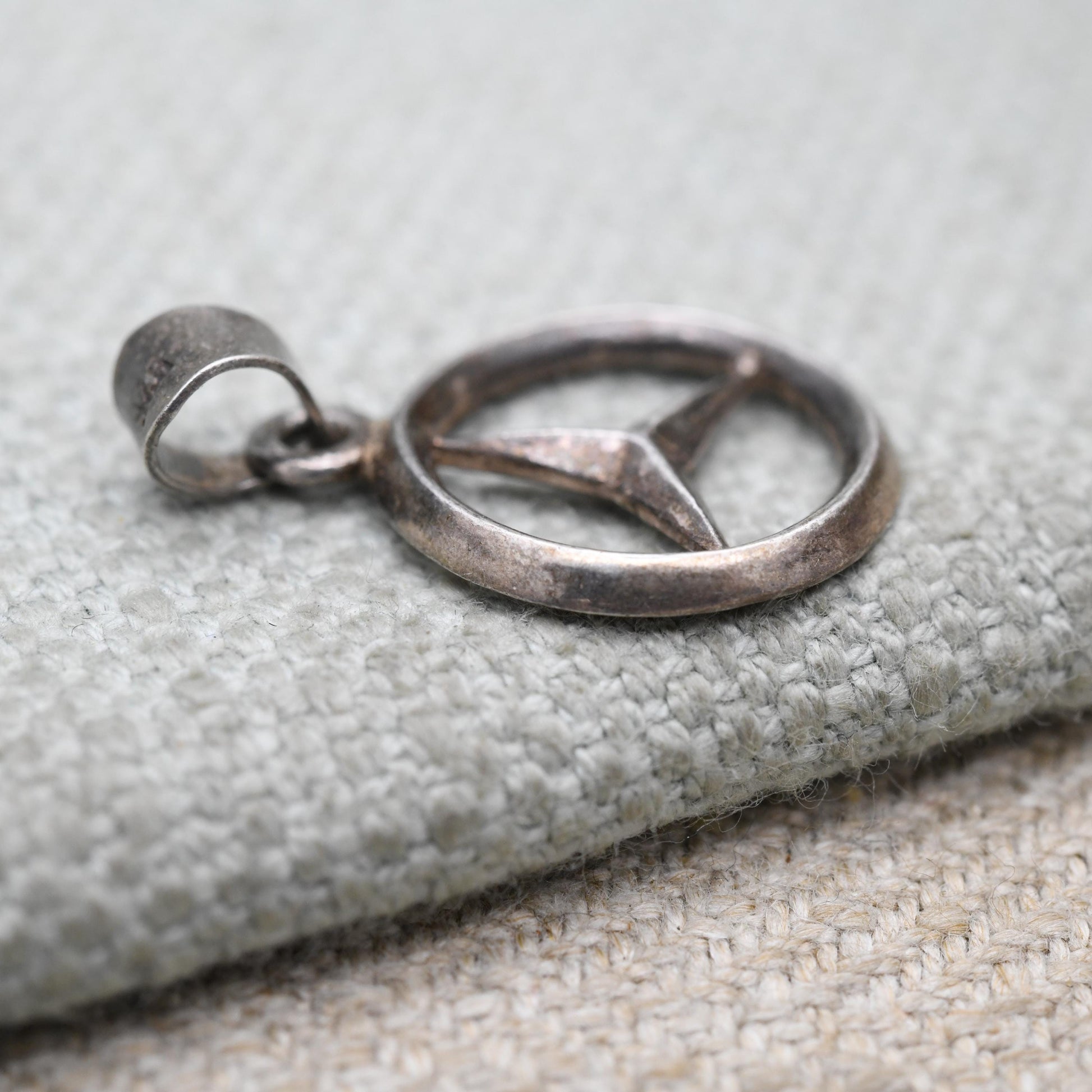 Vintage Sterling Silver Mercedes Benz Pendant - Openwork Car Logo | Gift for Pendant Necklace