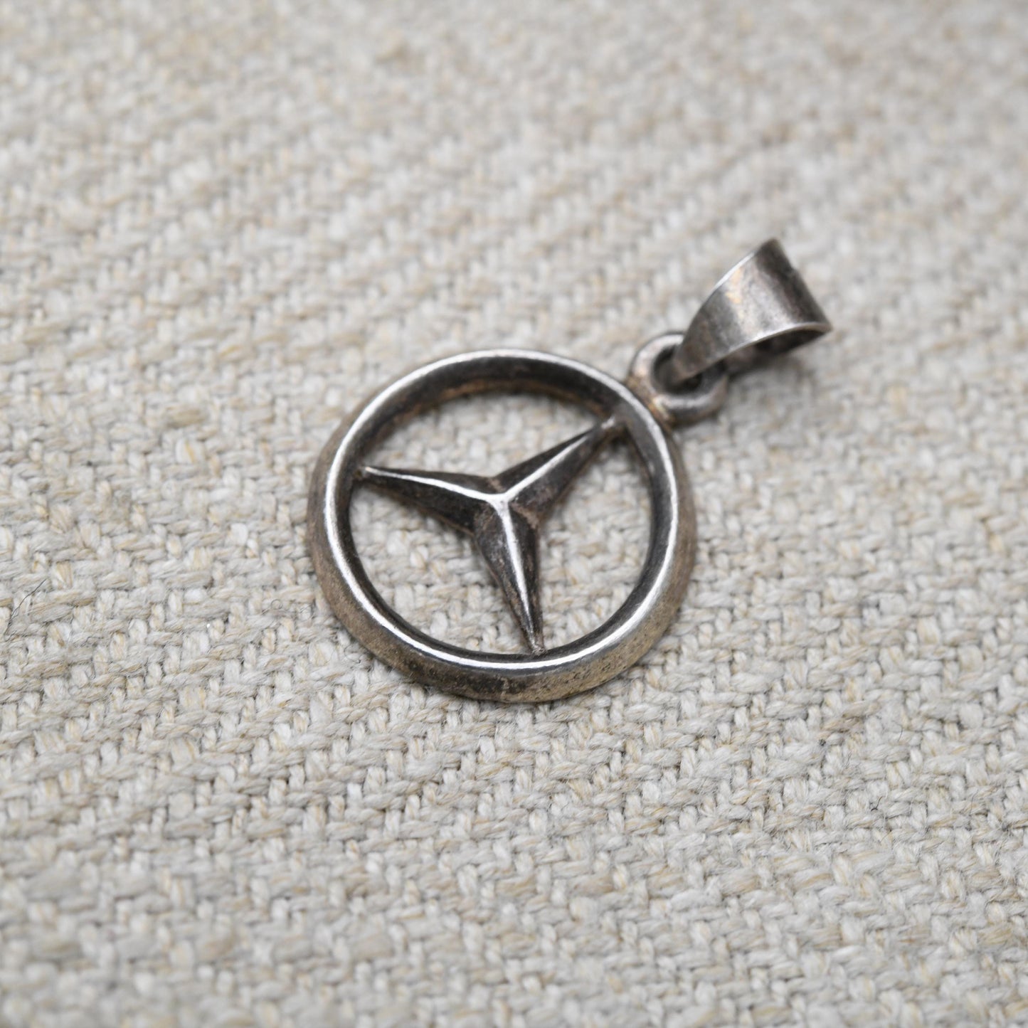 Vintage Sterling Silver Mercedes Benz Pendant - Openwork Car Logo | Gift for Pendant Necklace