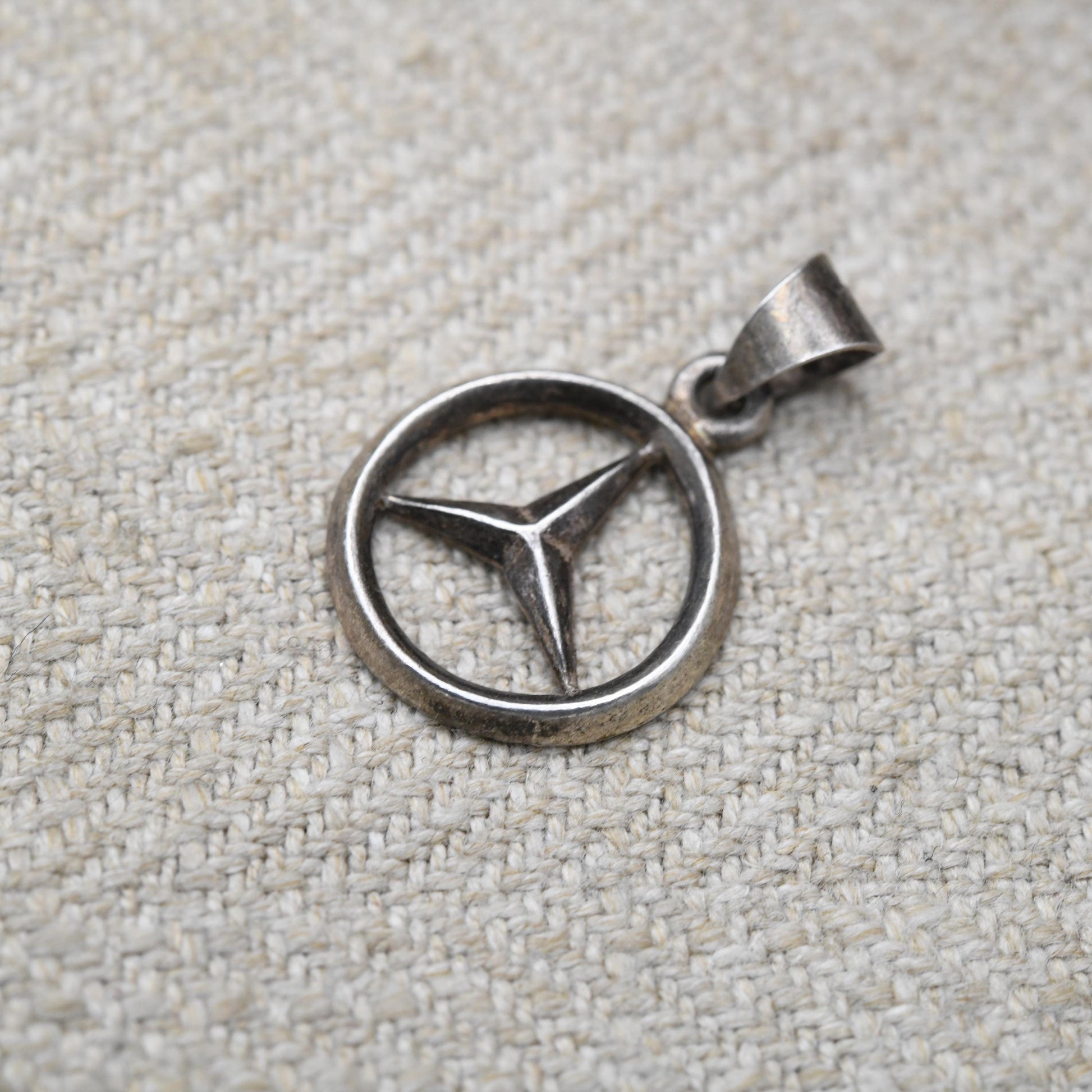 Vintage Sterling Silver Mercedes Benz Pendant - Openwork Car Logo | Gift for Pendant Necklace