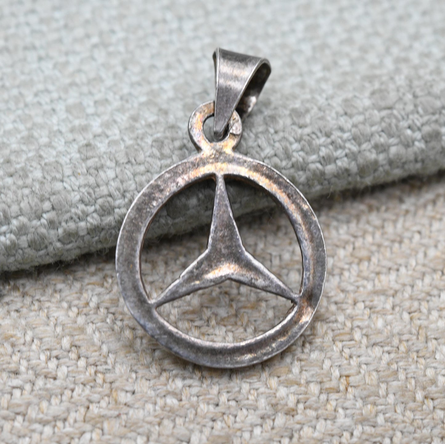 Vintage Sterling Silver Mercedes Benz Pendant - Openwork Car Logo | Gift for Pendant Necklace