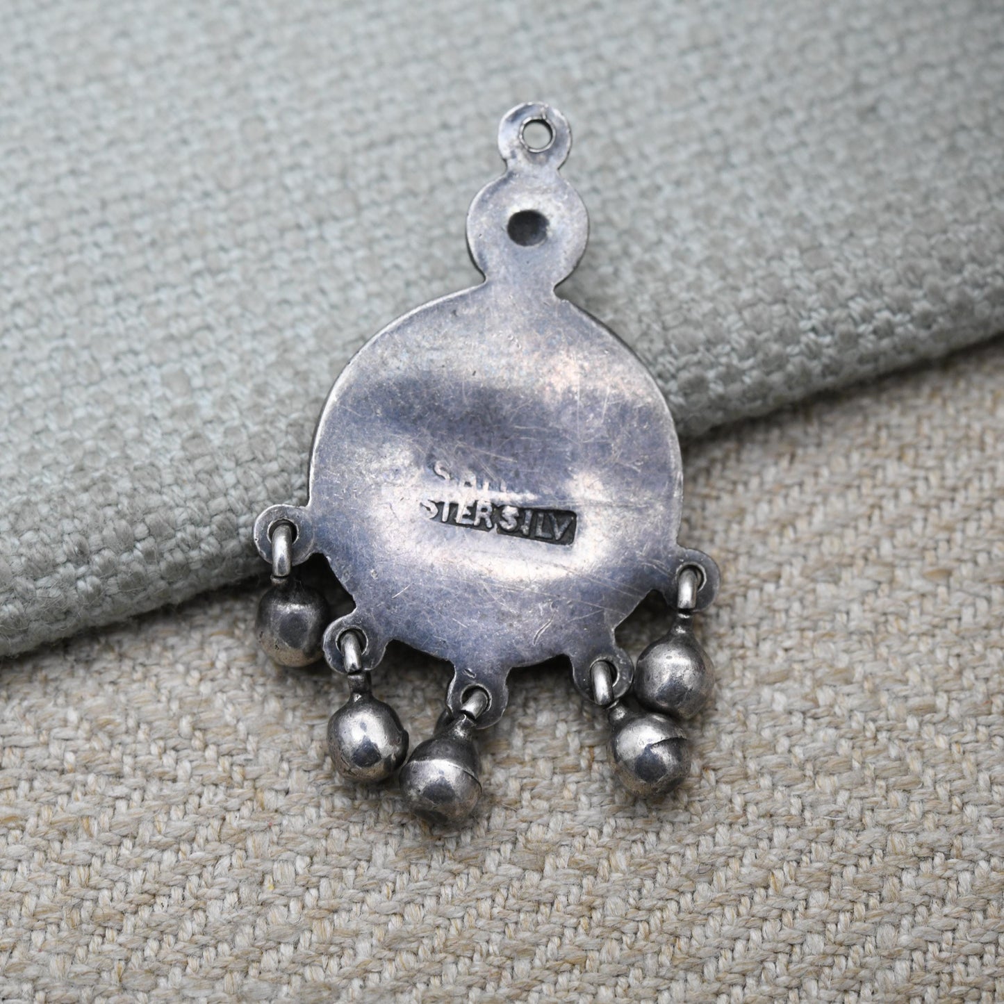 Vintage South African Sterling Silver Zulu Pendant by Joe Calafato c.1960s - Dream Catcher | African Landscape Scene