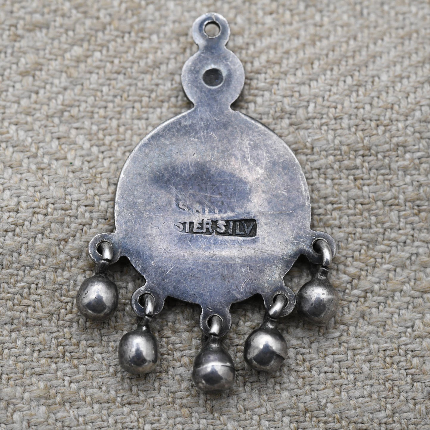 Vintage South African Sterling Silver Zulu Pendant by Joe Calafato c.1960s - Dream Catcher | African Landscape Scene