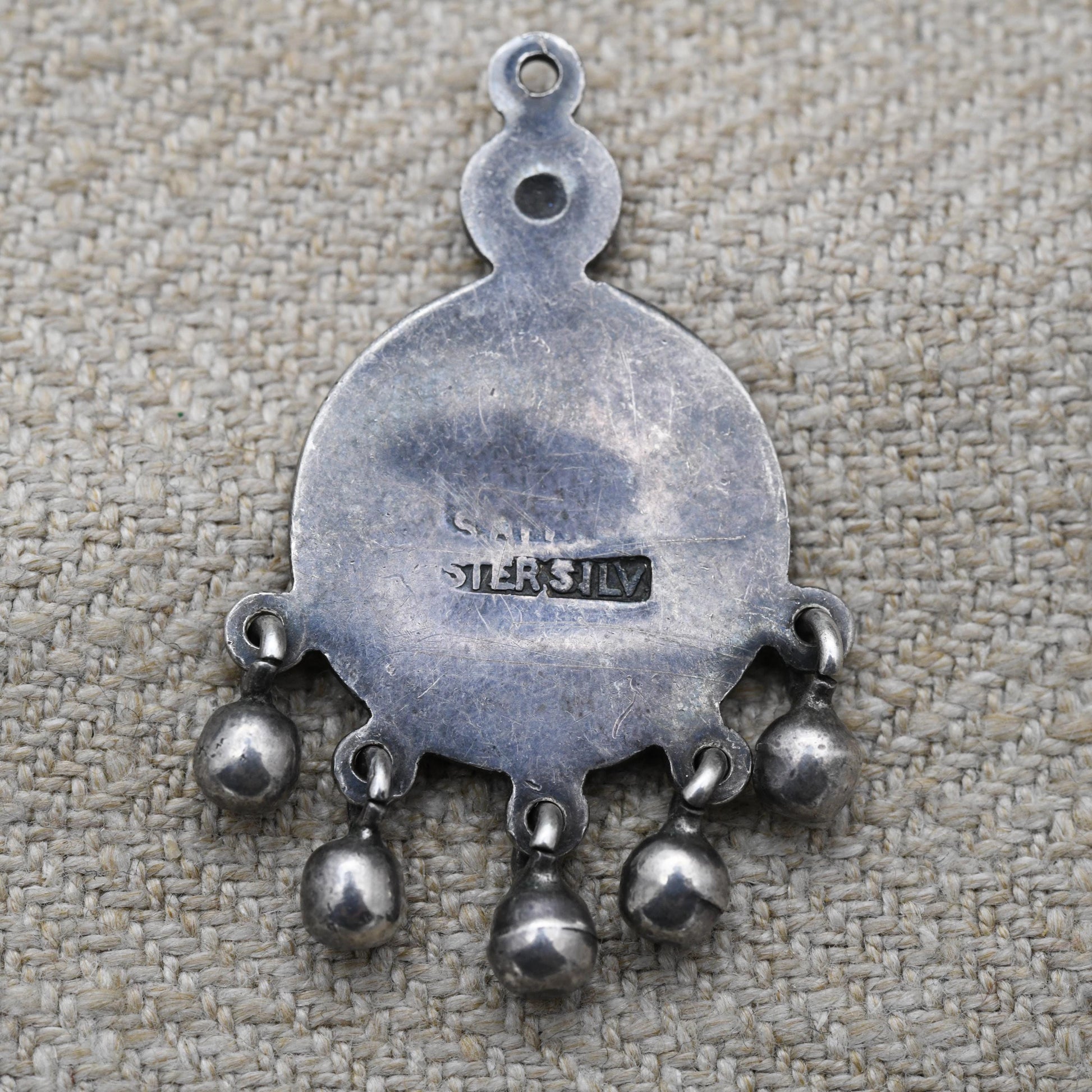 Vintage South African Sterling Silver Zulu Pendant by Joe Calafato c.1960s - Dream Catcher | African Landscape Scene