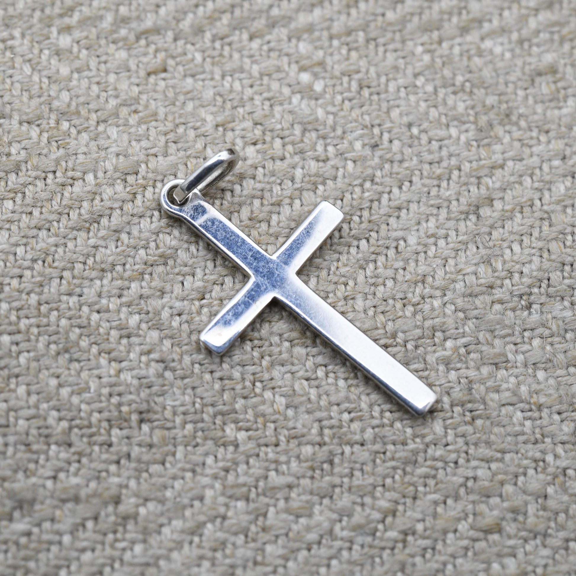 Vintage Sterling Silver Small Cross Pendant - Religious Gift | Little Plain Cross | Christian Necklace