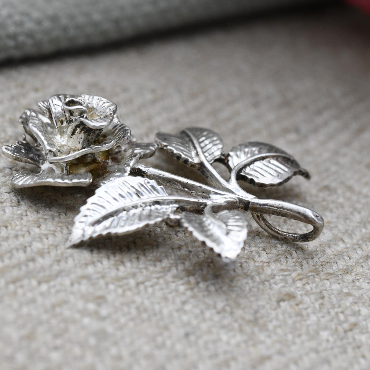 Vintage Sterling Silver Rose Flower Pendant - Pretty Mid-Century Textured Flower Jewellery | Gift for Her