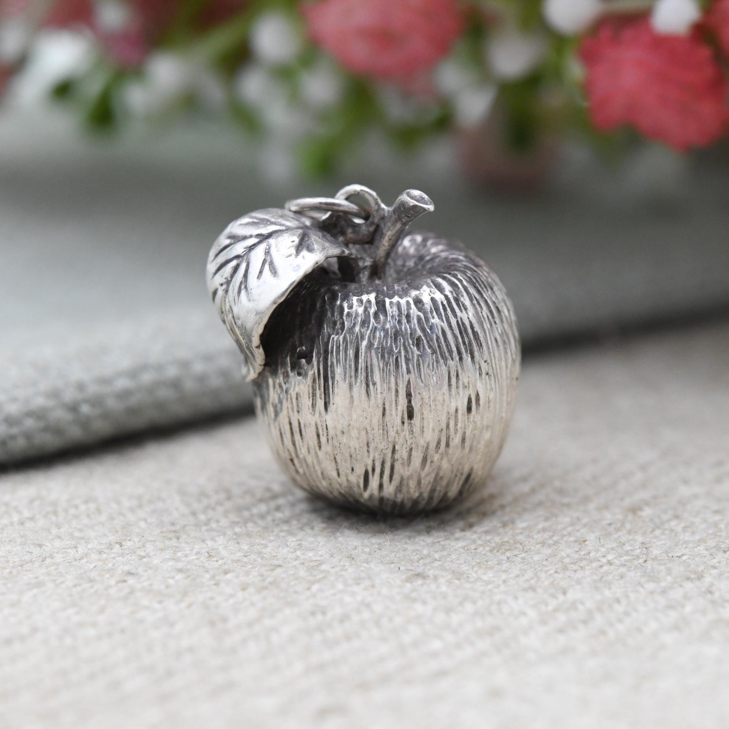 Vintage Sterling Silver Apple Charm Pendant 1977 - Fruit Pendant | Food Charm