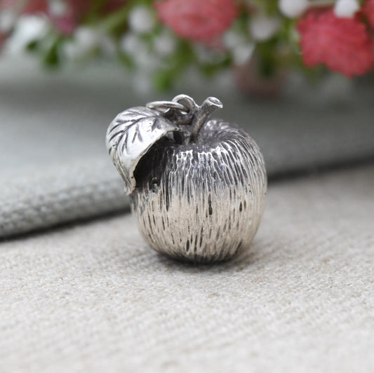 Vintage Sterling Silver Apple Charm Pendant 1977 - Fruit Pendant | Food Charm