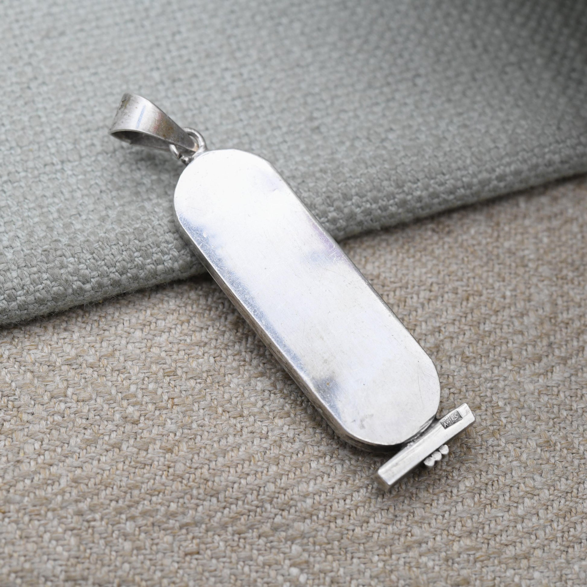 Vintage Silver Egyptian Cartouche Pendant with Hieroglyphs - Spelling Out Name Jean | Raised Relief Design Ancient Egypt Symbols