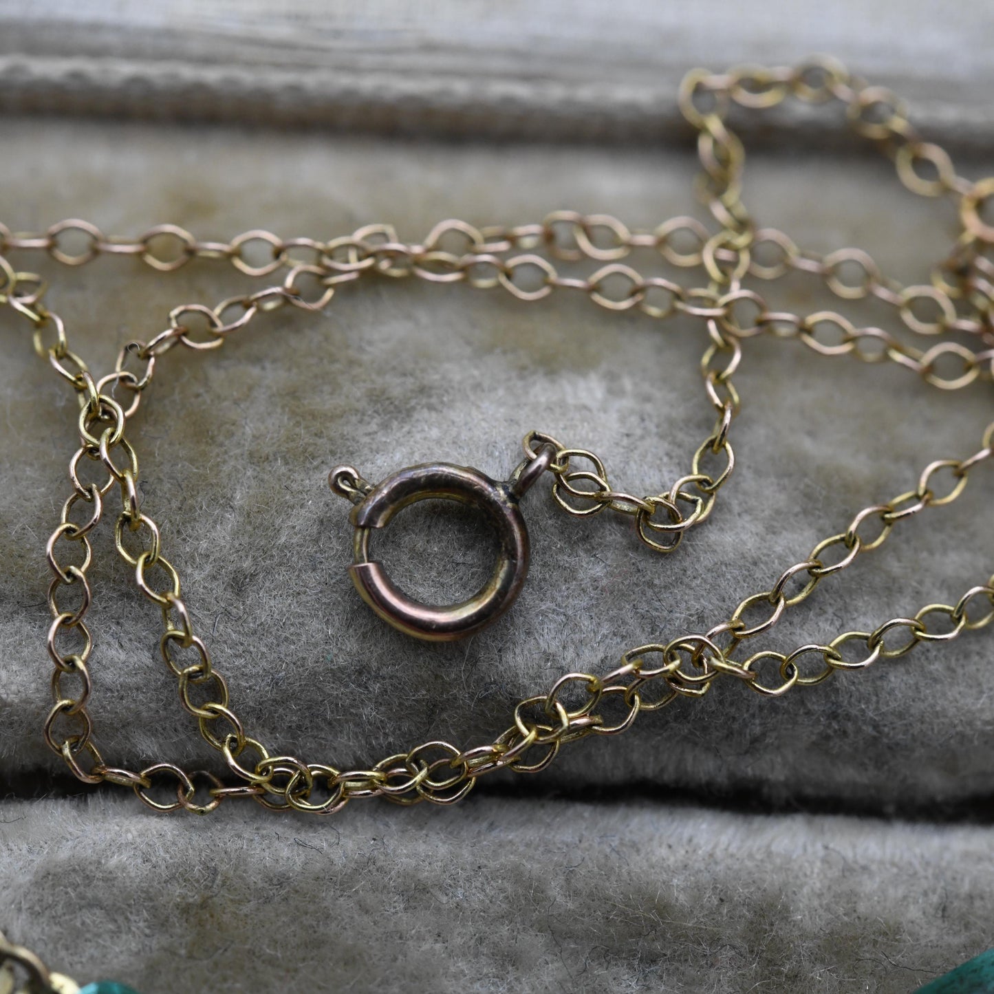 Antique Edwardian 9ct Gold Blue Paste Necklace c. 1910s with Art Deco Fan Shape