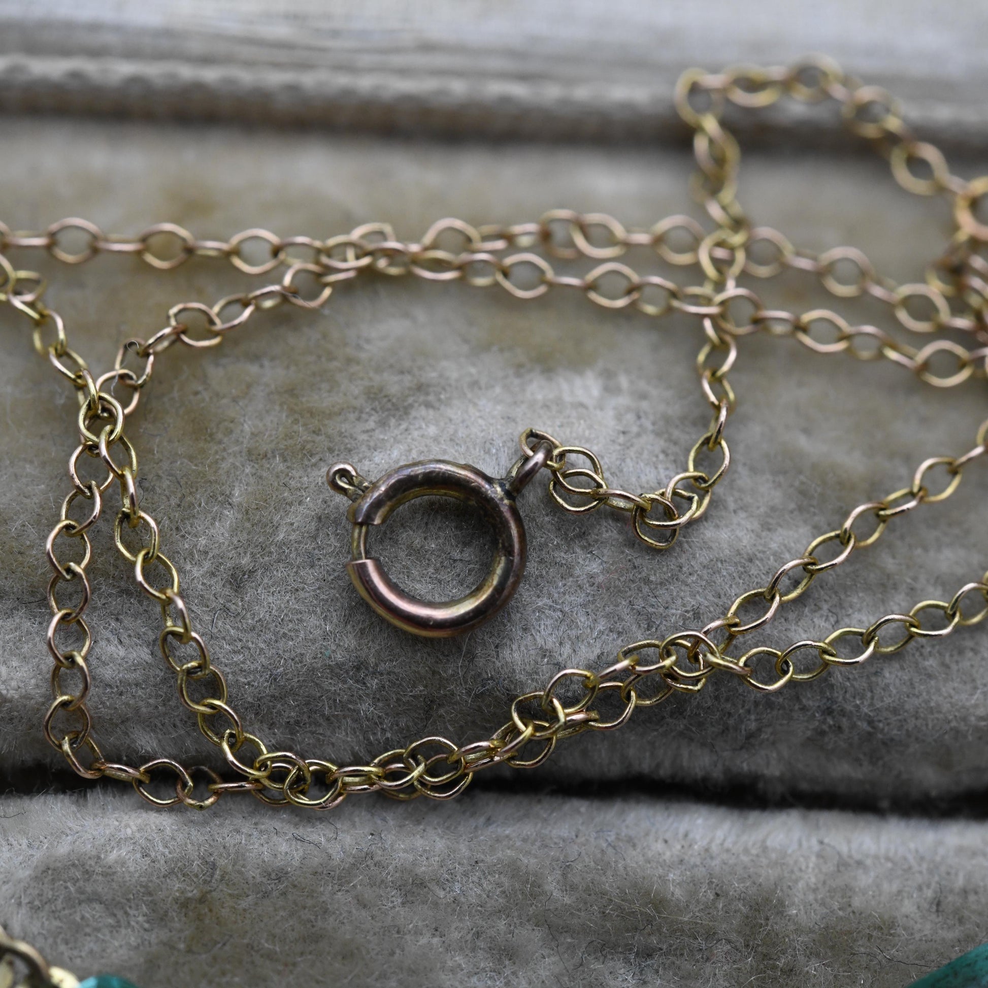 Antique Edwardian 9ct Gold Blue Paste Necklace c. 1910s with Art Deco Fan Shape