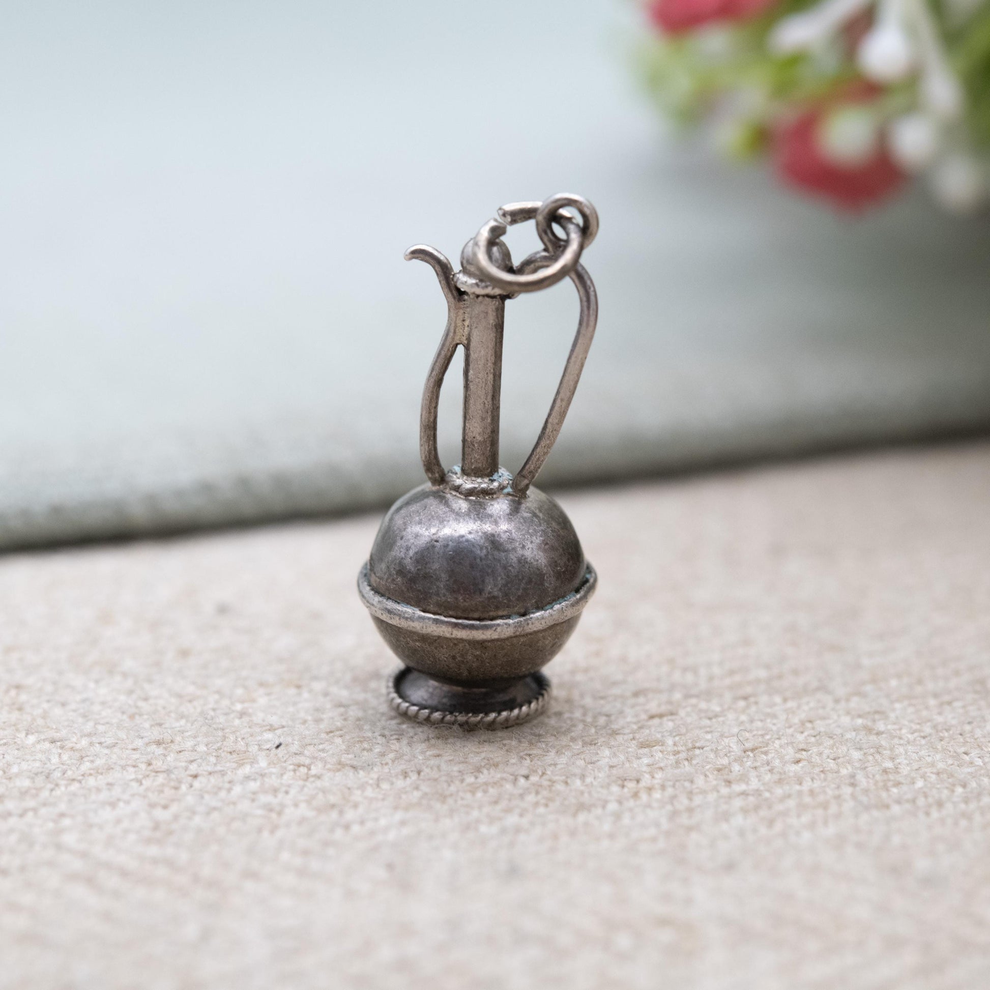 Vintage Silver Jug Charm Pendant - Decanter | Ornate Design | Gift for Charm Bracelet