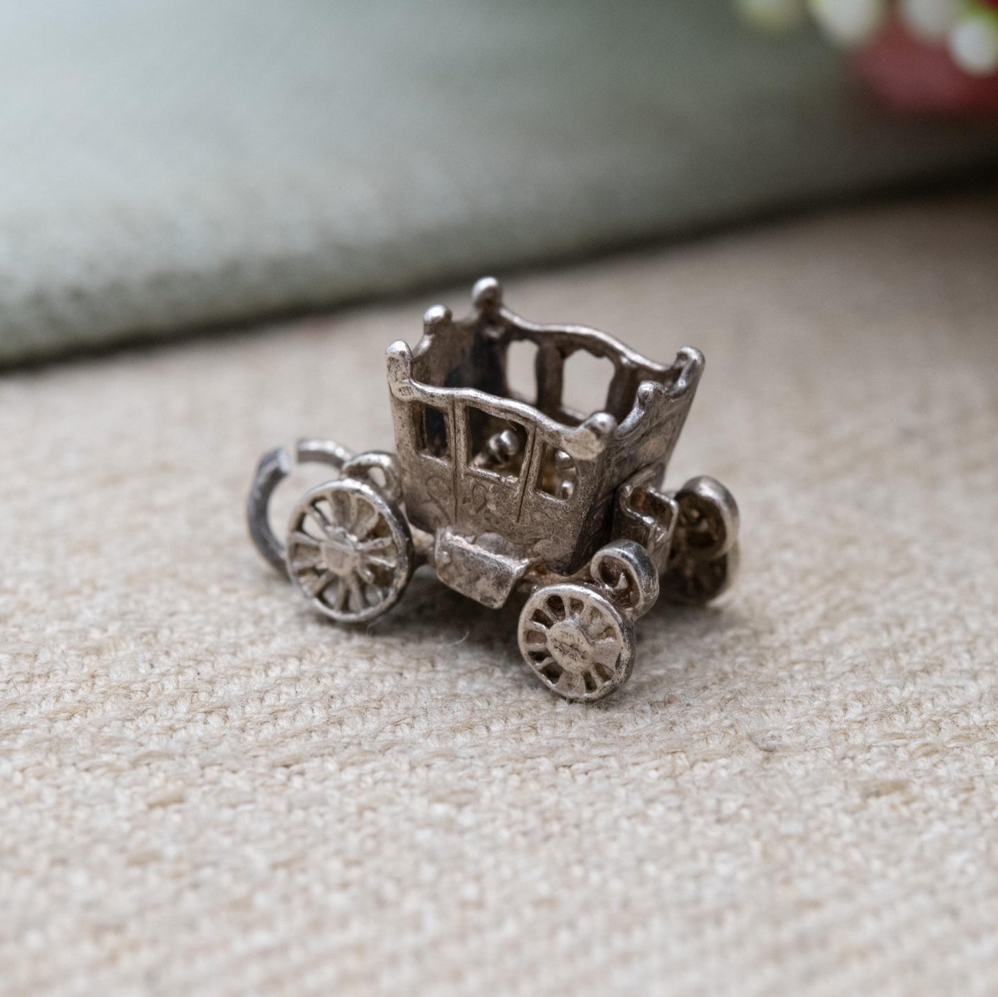 Vintage Sterling Silver Opening Fantasy Carriage Charm Pendant - Stage Coach Charm | Little Passengers | Gift for Charm Bracelet