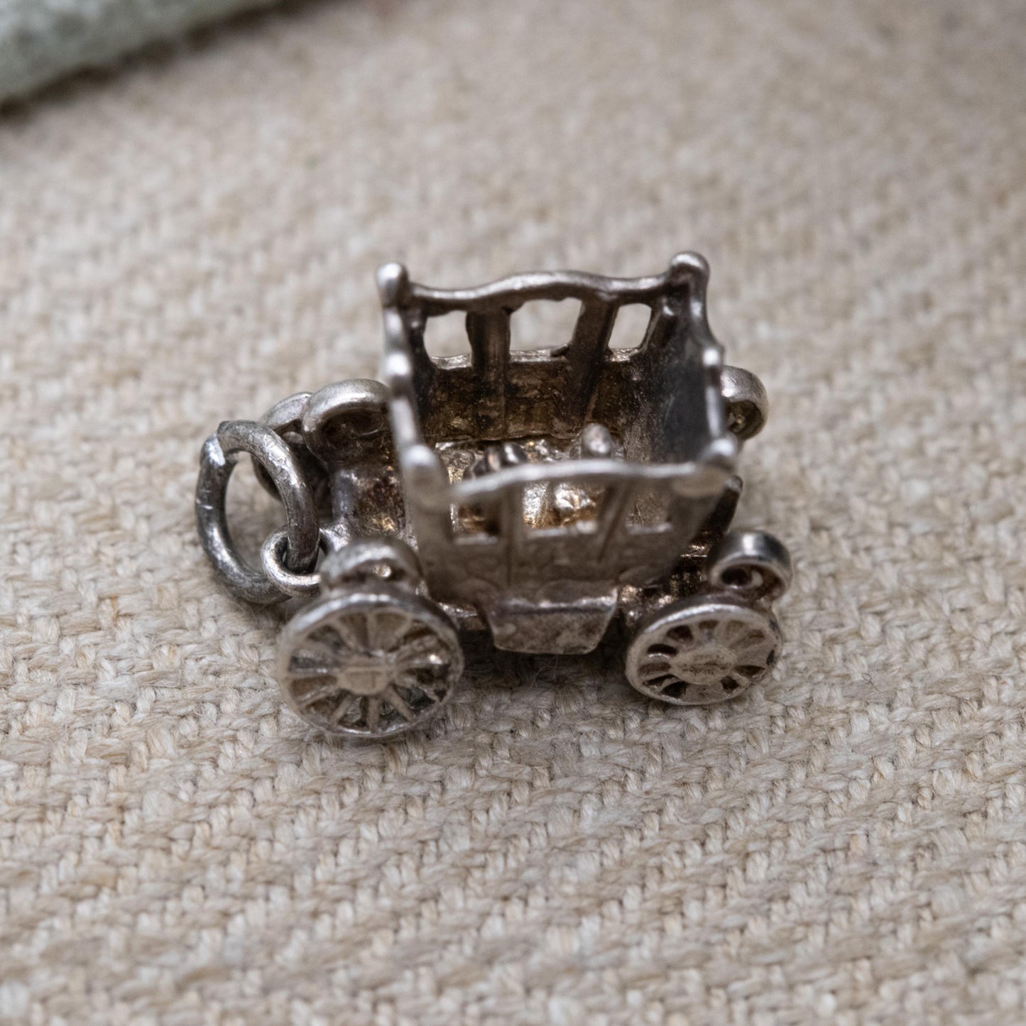 Vintage Sterling Silver Opening Fantasy Carriage Charm Pendant - Stage Coach Charm | Little Passengers | Gift for Charm Bracelet