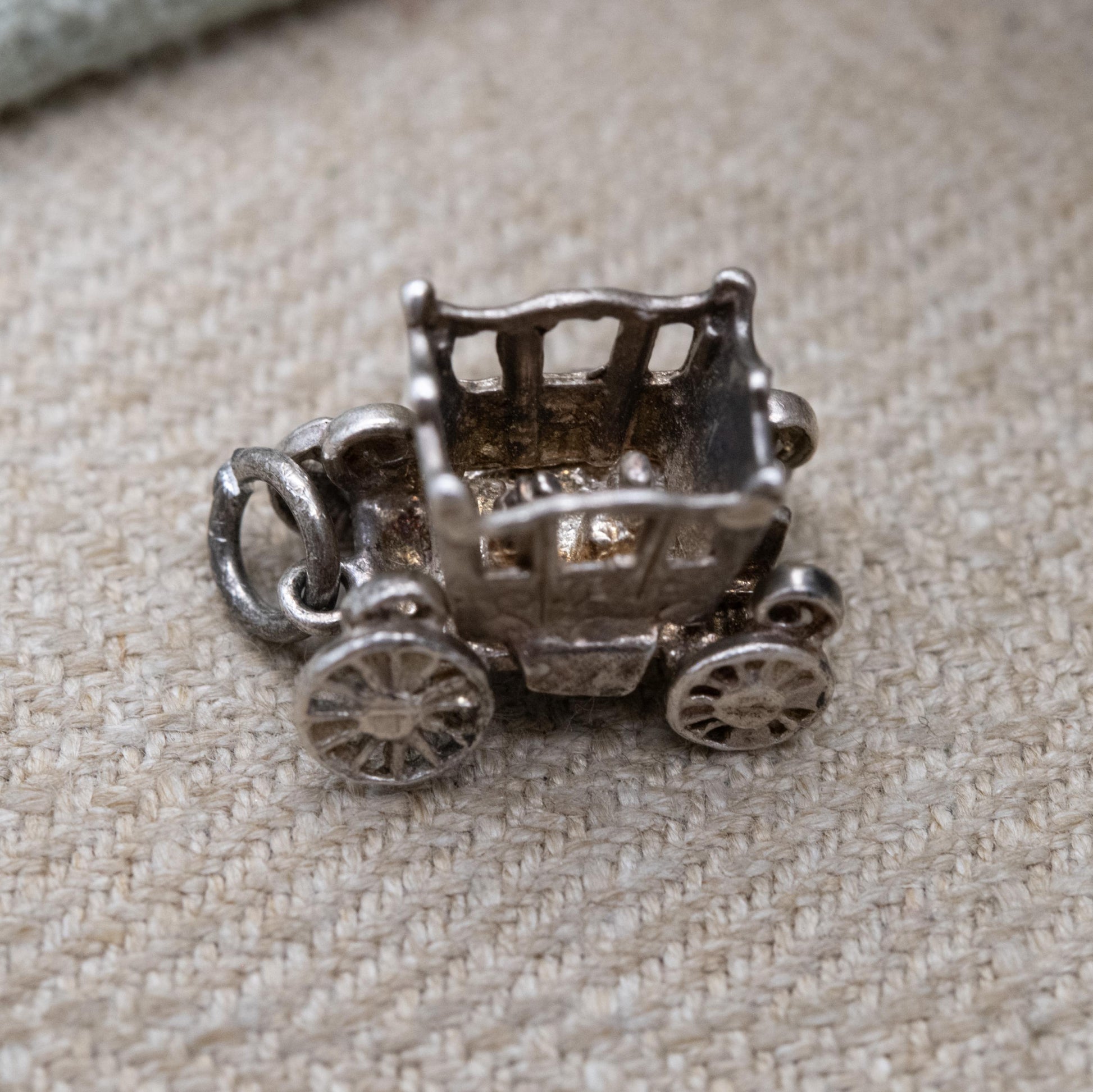 Vintage Sterling Silver Opening Fantasy Carriage Charm Pendant - Stage Coach Charm | Little Passengers | Gift for Charm Bracelet