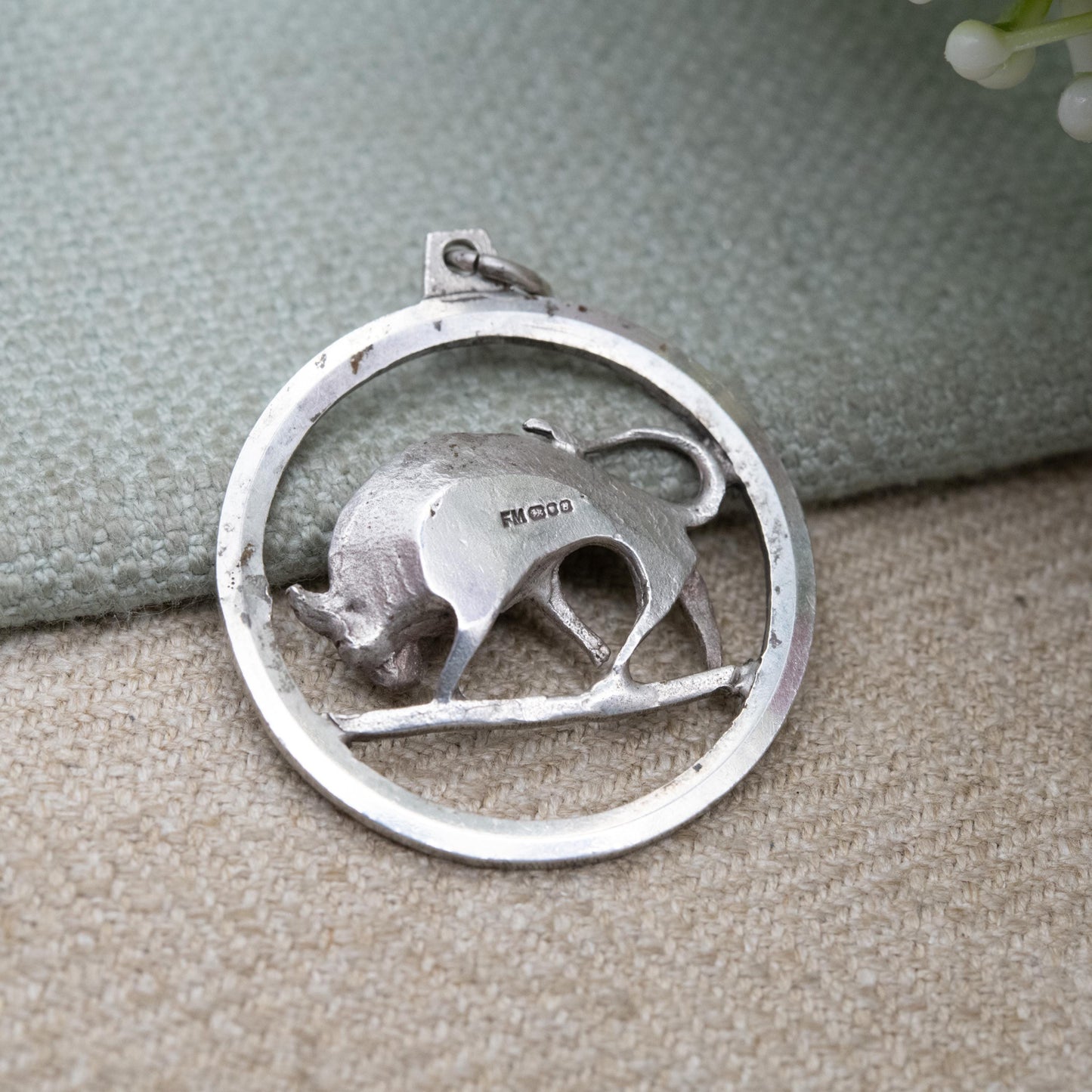 Vintage Sterling Silver Taurus Bull Fred Manshaw Pendant - Astrological Zodiac Star Sign | c. 1970s Mid-Century April May Birthday Gift