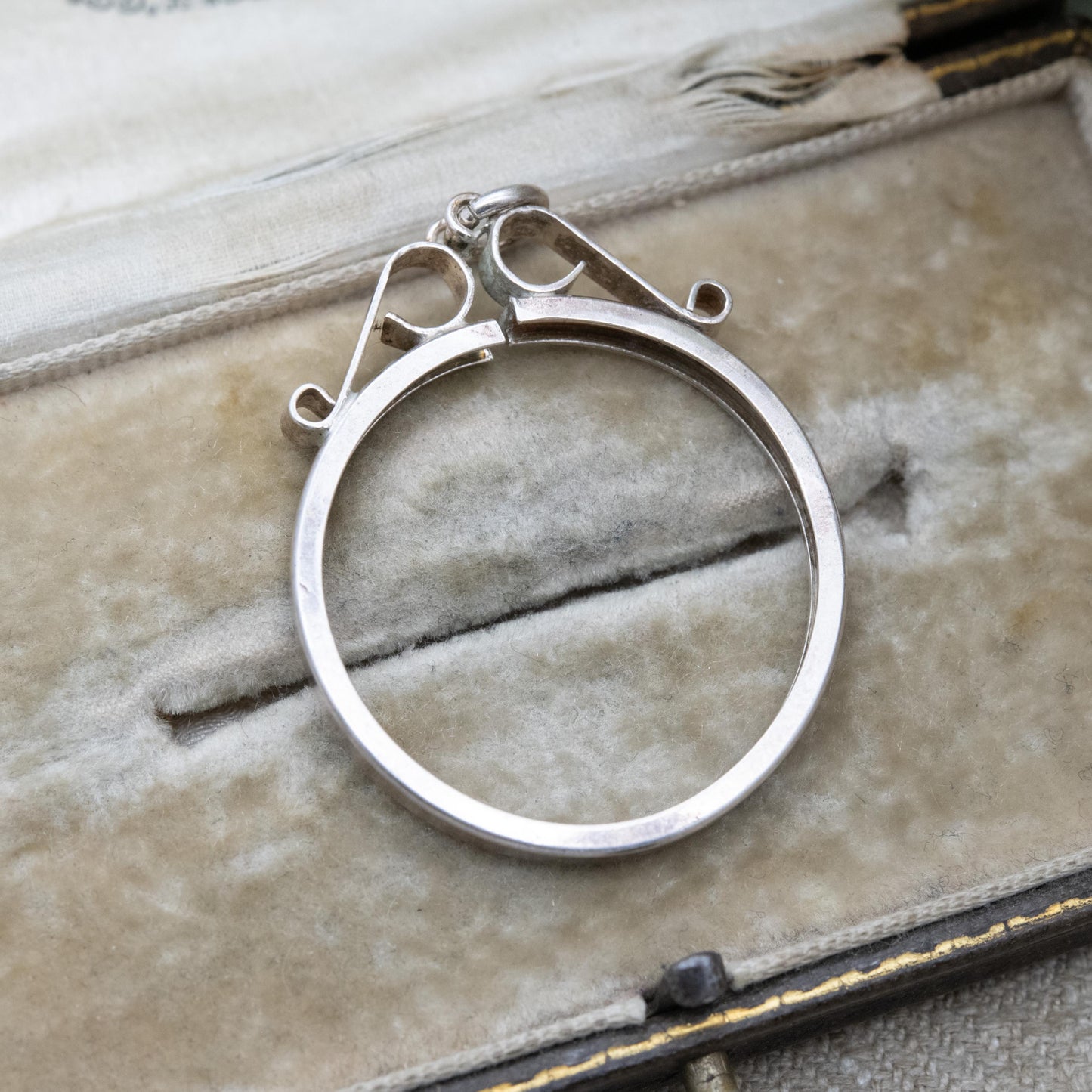 Vintage Sterling Silver Coin Mount Pendant 1970s – For Half Crown | Bold Setting | Retro Statement Jewellery | Ornate