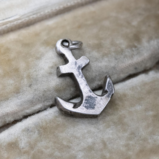 Vintage Sterling Silver Anchor Charm Pendant - Nautical Sailor Themed Jewellery
