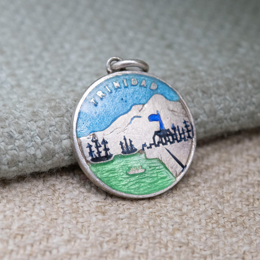 Vintage Sterling Silver Enamel Trinidad TLM Charm Pendant - Thomas L Mott Charm | Caribbean | Souvenir Gift for Charm Bracelet