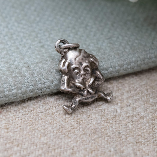 Vintage Sterling Silver Humpty Dumpty Charm Pendant - Egg | Nursery Rhyme | Folk