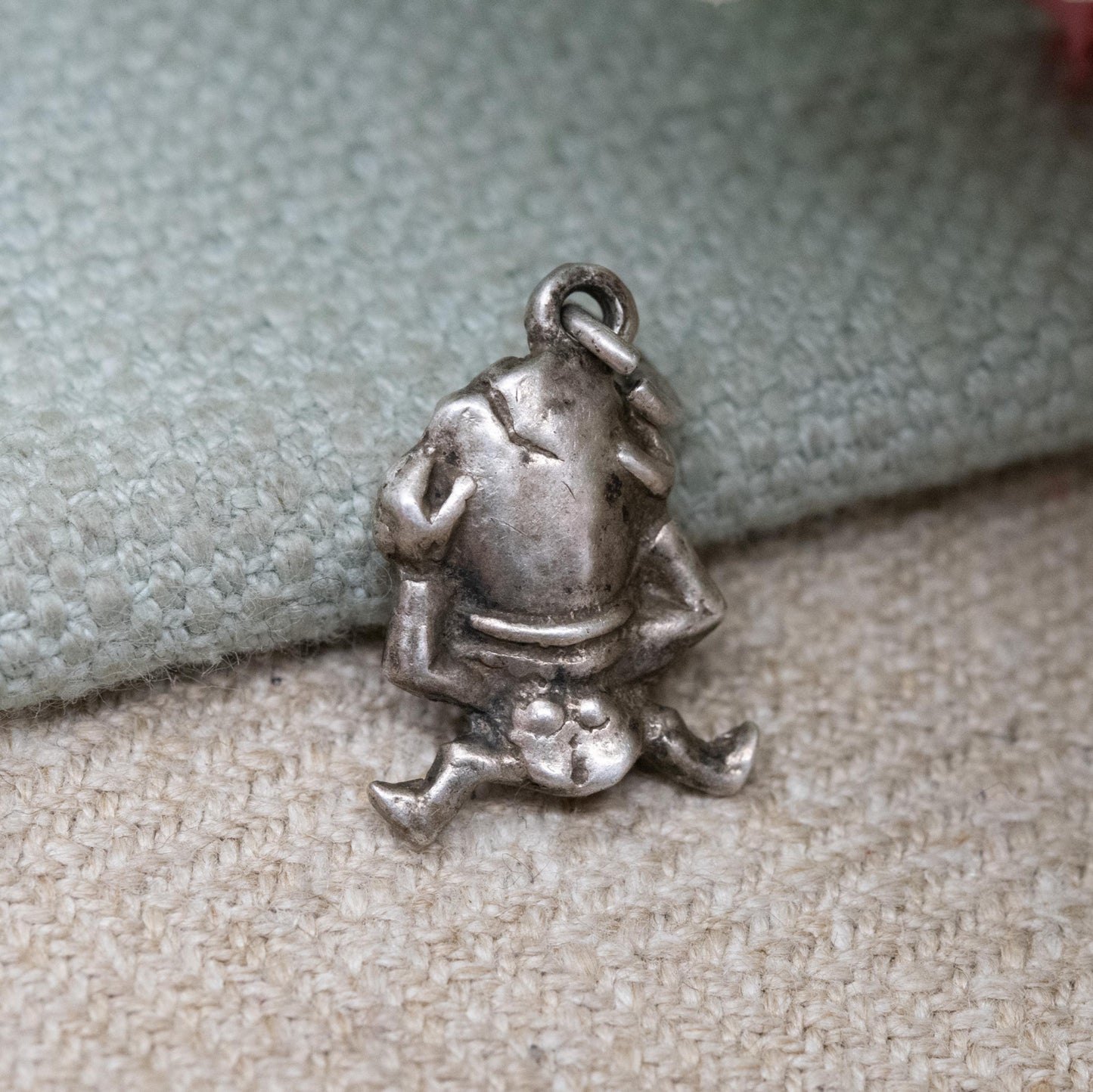 Vintage Sterling Silver Humpty Dumpty Charm Pendant - Egg | Nursery Rhyme | Folk