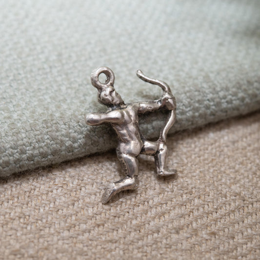 Vintage Silver Sagittarius Archer Charm Pendant - Zodiac Star Sign | November and December Birthday Gift for Charm Bracelet